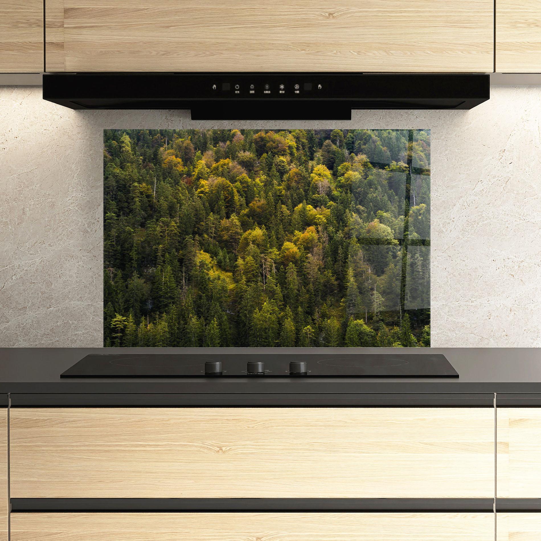 Konyhai üveg hátfal Green Shade Tree mockup 3