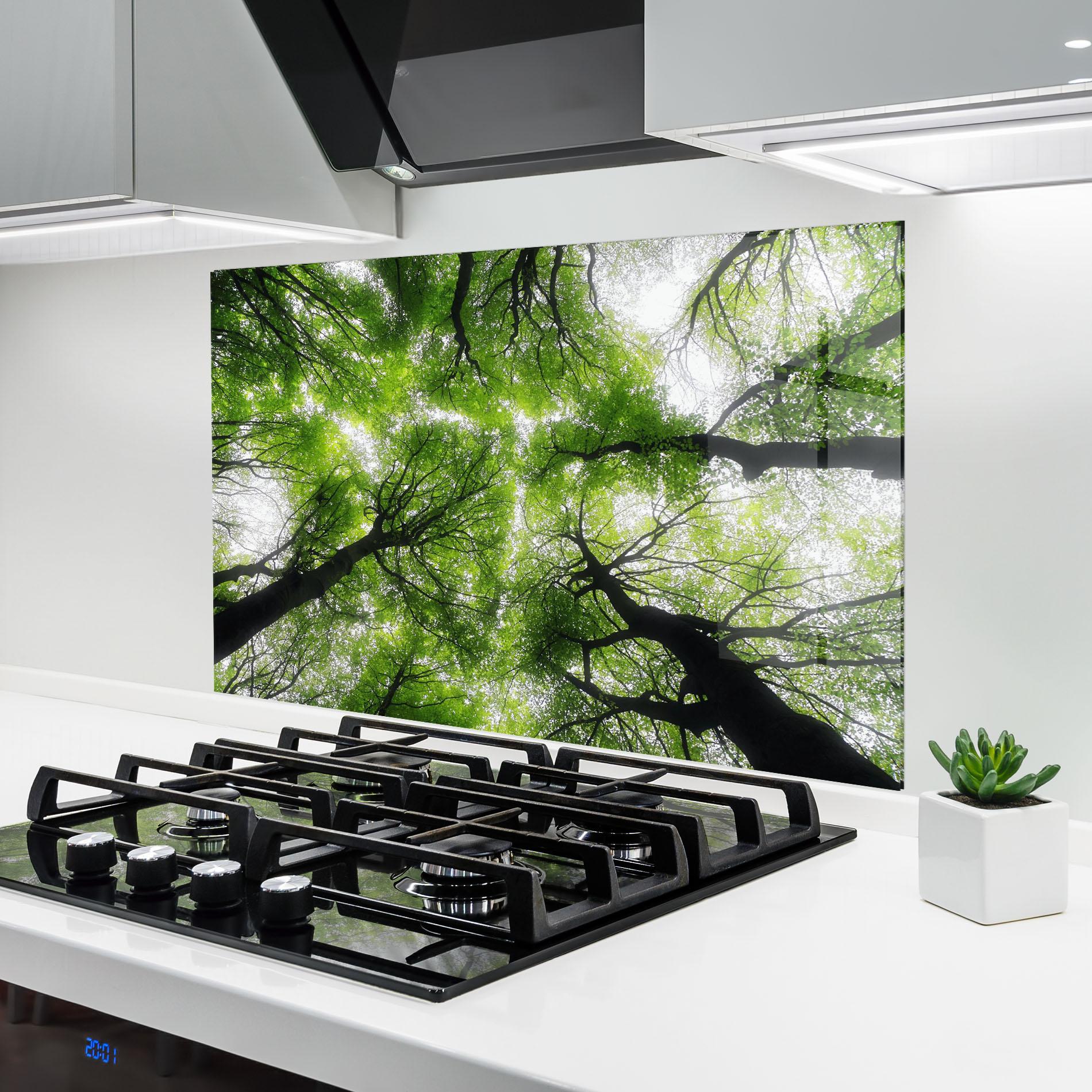Konyhai üveg hátfal Forest Green Tree mockup 6