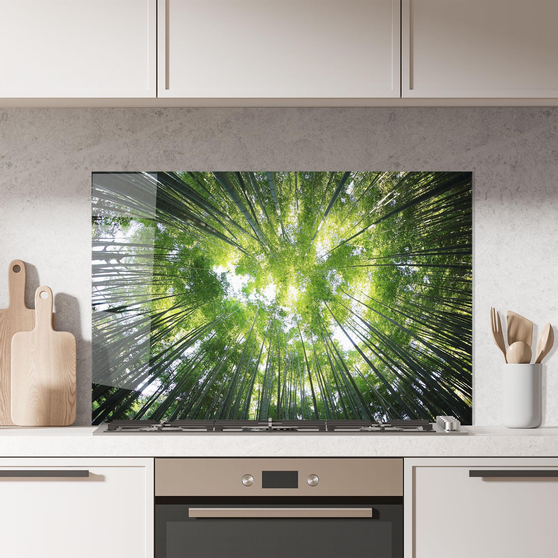 Konyhai üveg hátfal Big Trees Morning mockup 7