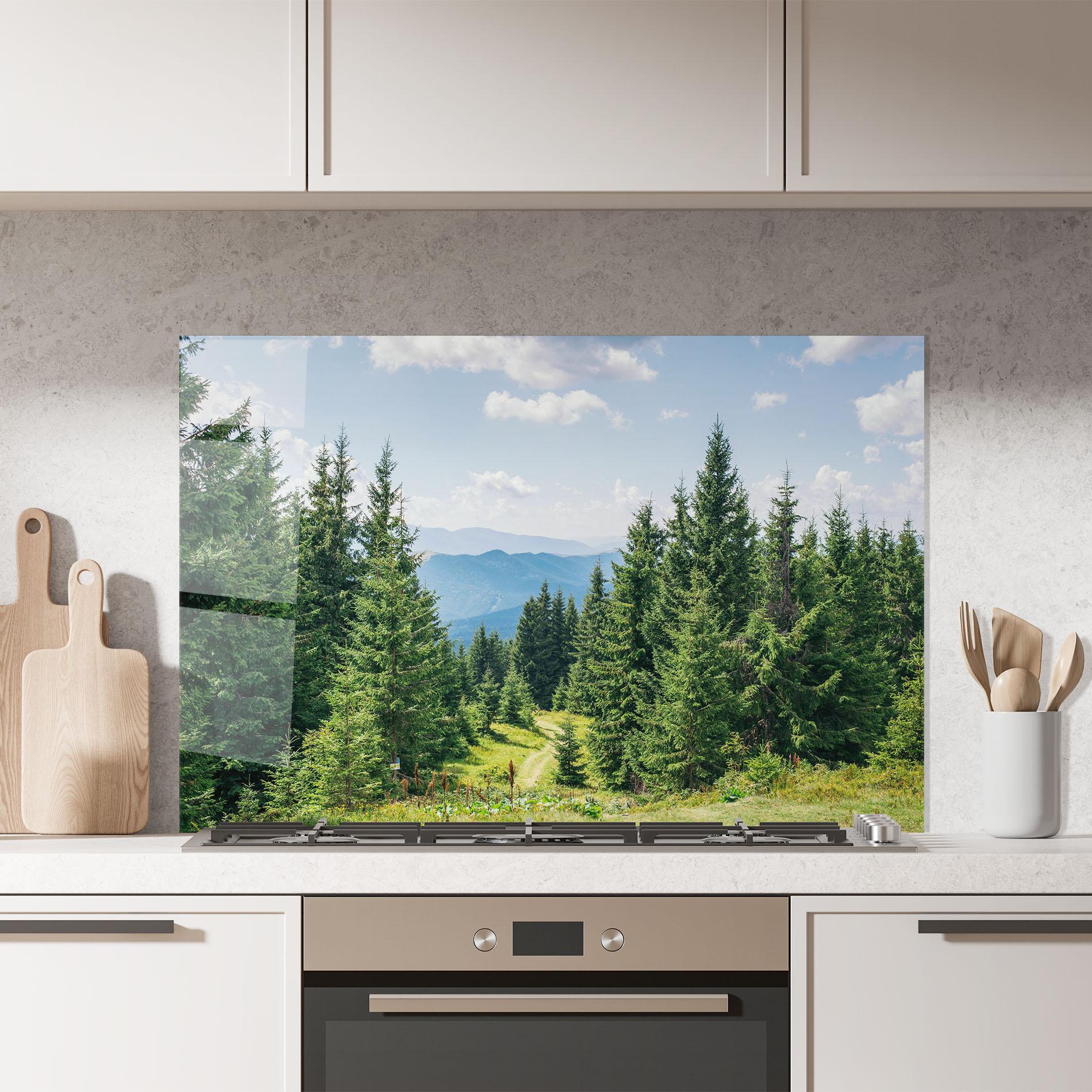 Konyhai üveg hátfal Carpathian Mountain mockup 7