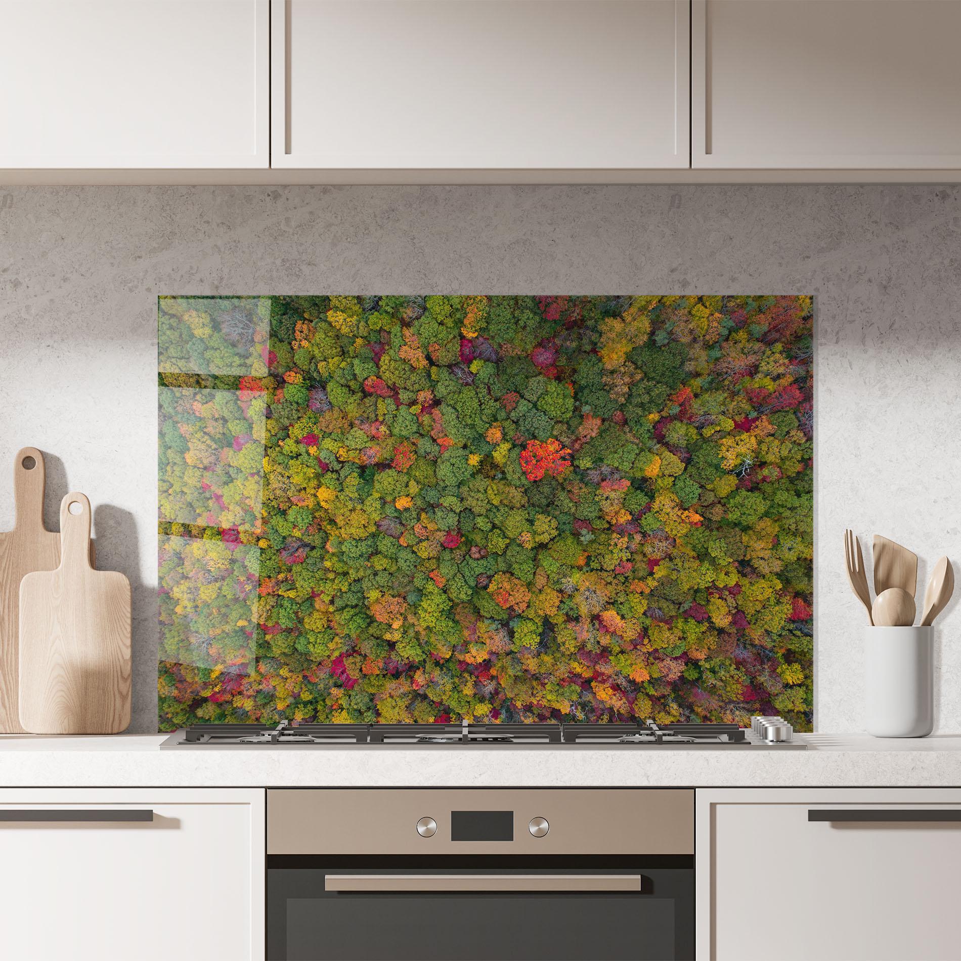 Konyhai üveg hátfal Color Mix Forest mockup 7