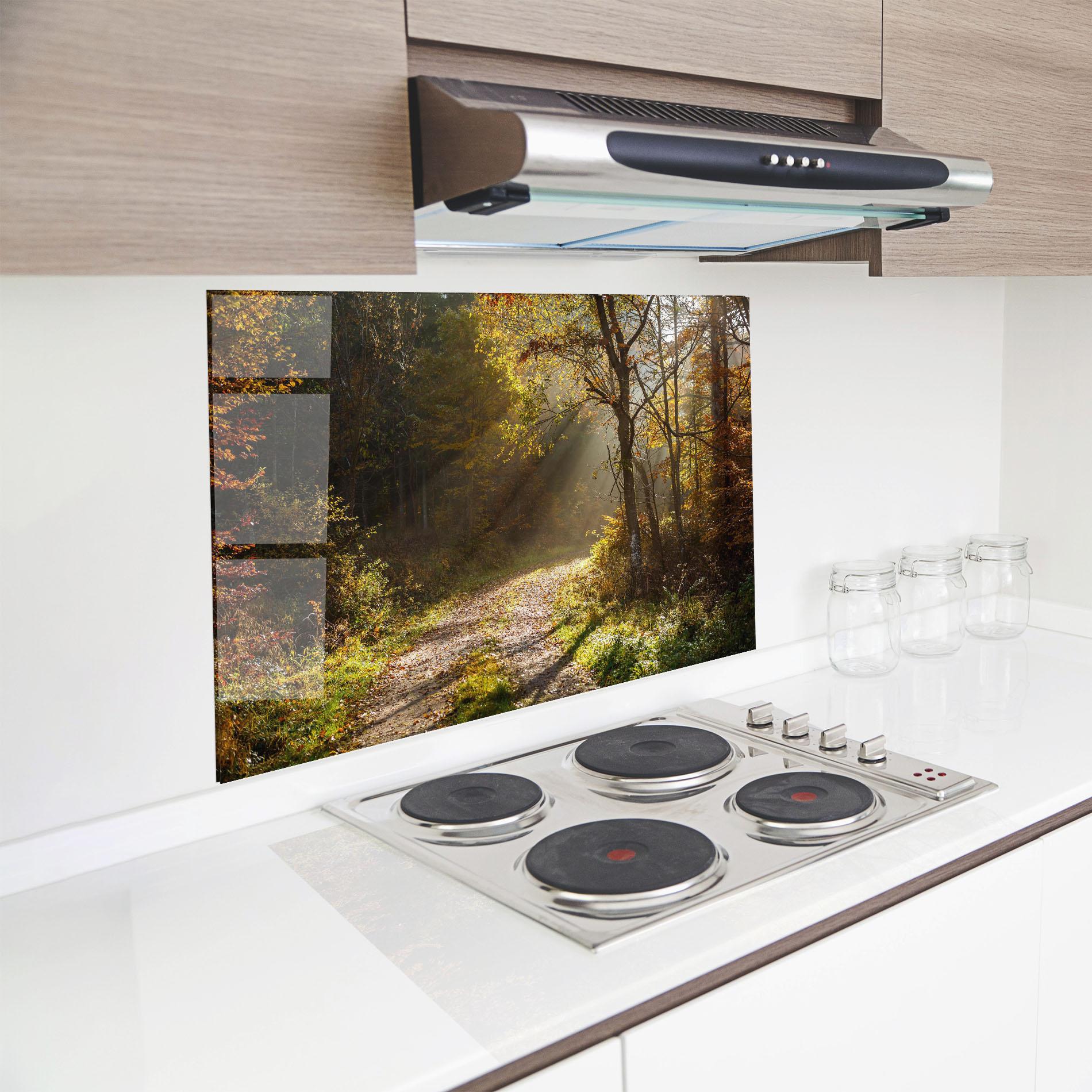 Konyhai üveg hátfal Autumn Trees Sun mockup 8