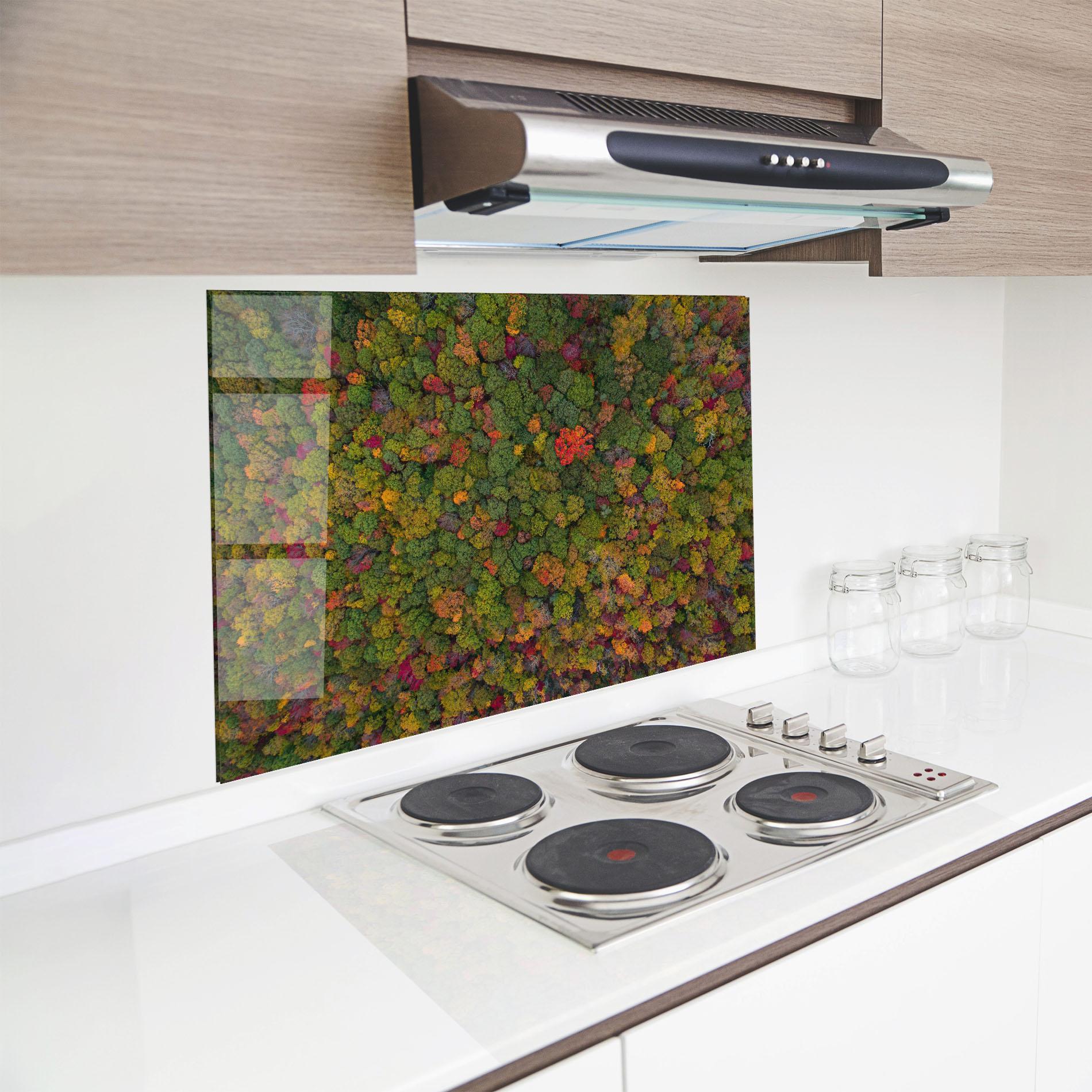 Konyhai üveg hátfal Color Mix Forest mockup 8