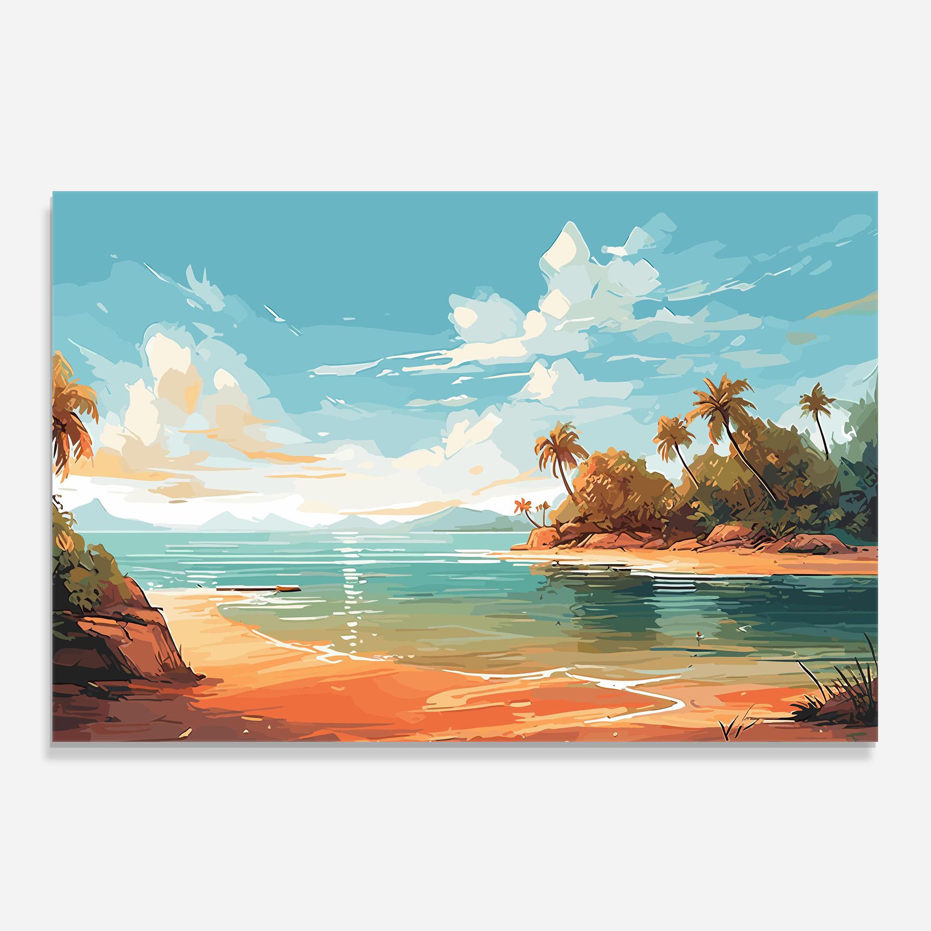 Konyhai üveg hátfal Blue Sky Beach mockup 0