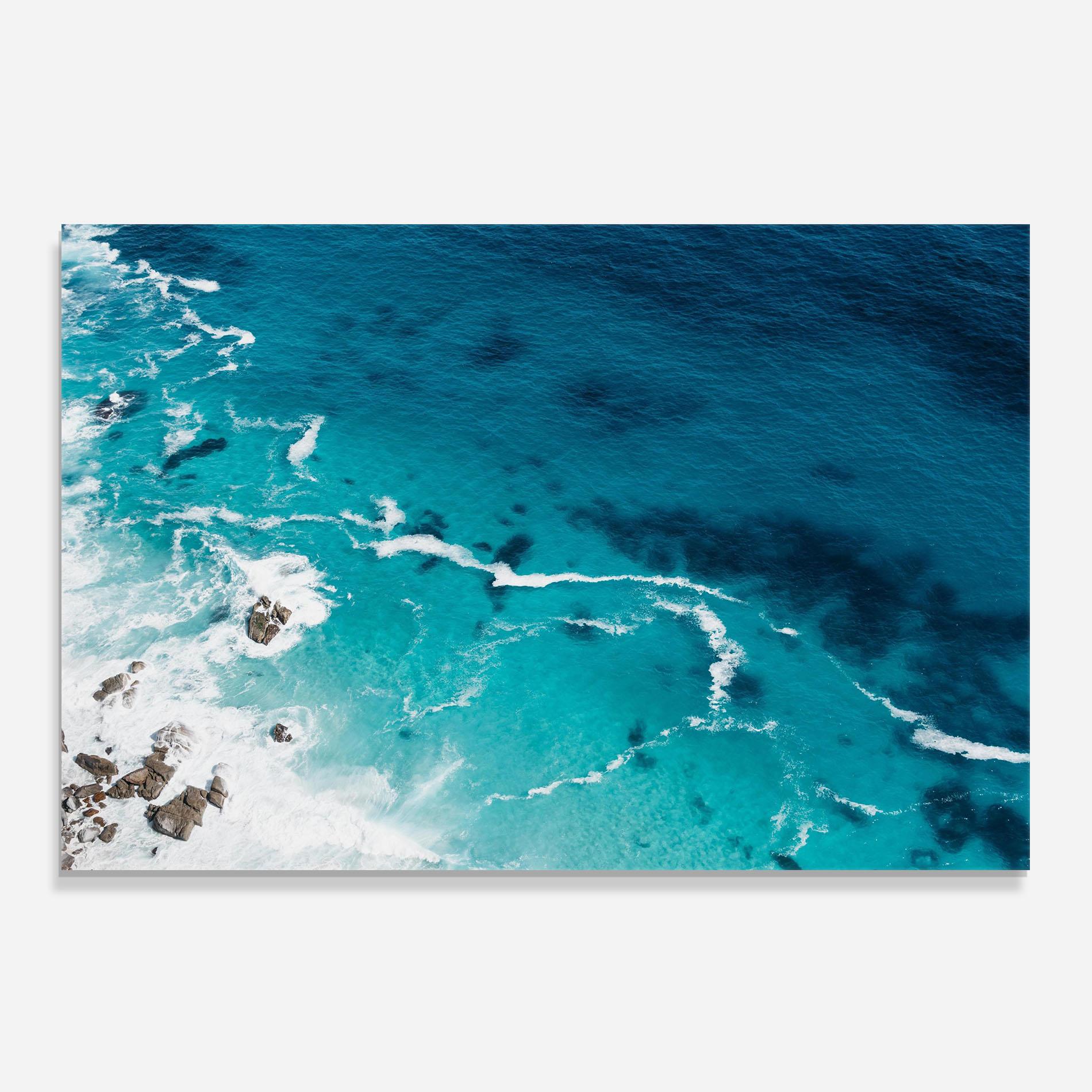 Konyhai üveg hátfal Blue Water Beach mockup 0