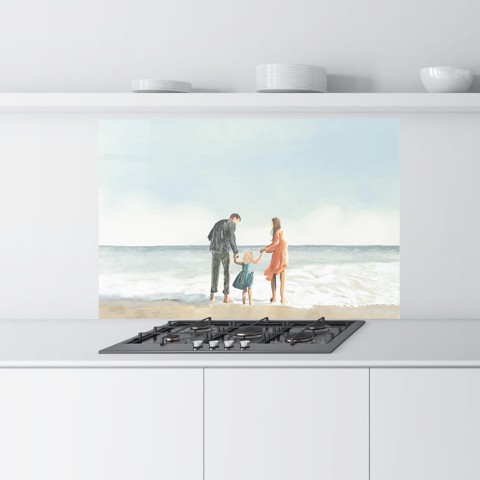 Konyhai üveg hátfal Beach Family mockup 9