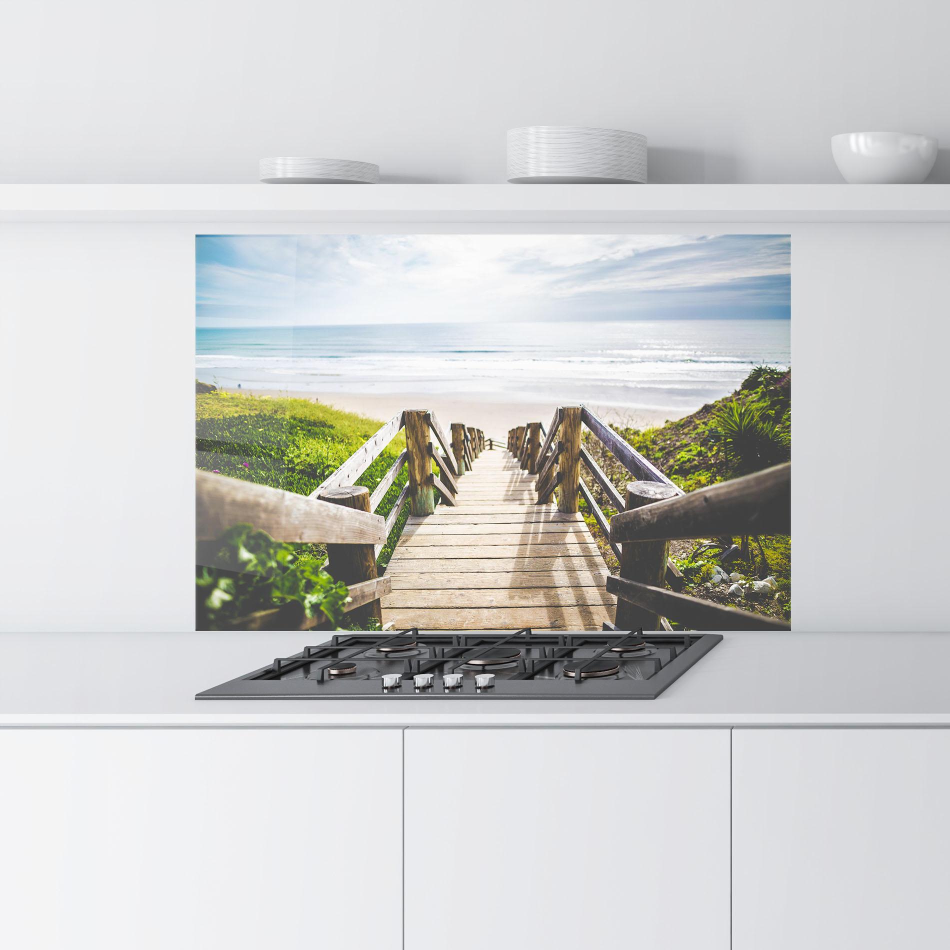 Konyhai üveg hátfal Beach Road mockup 9