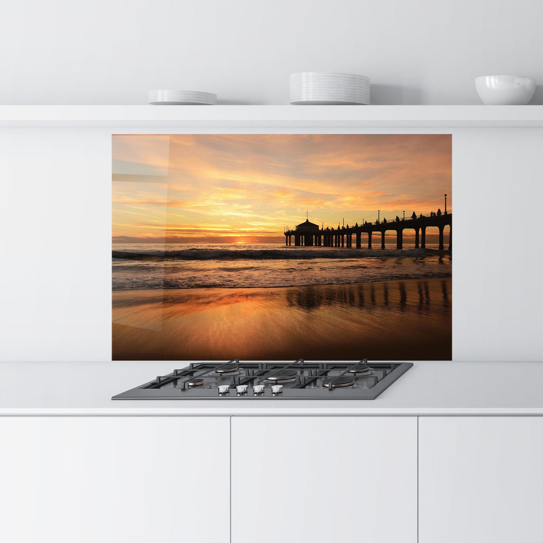 Konyhai üveg hátfal Beach Sunset View mockup 9