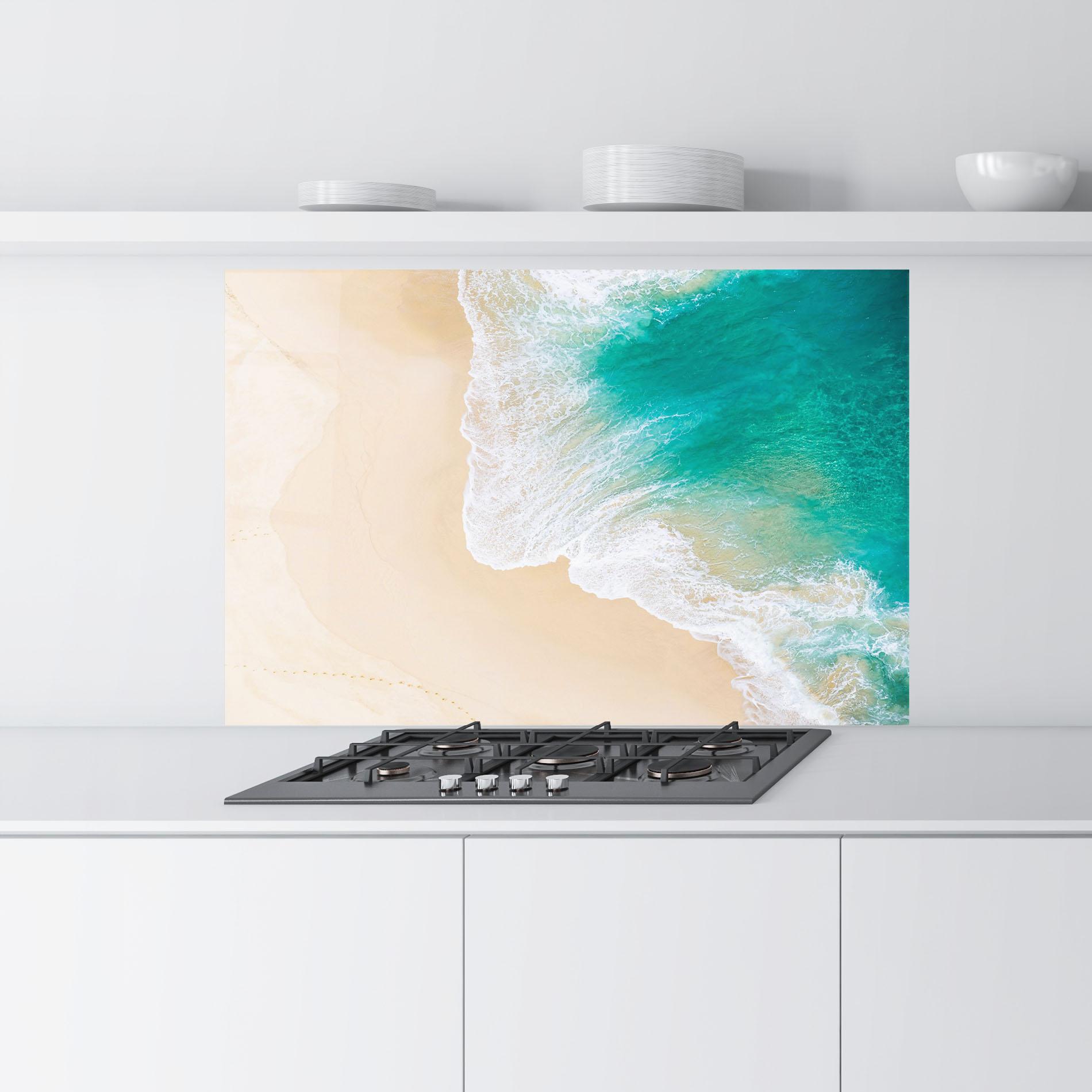 Konyhai üveg hátfal Beautiful Blue Waves mockup 9