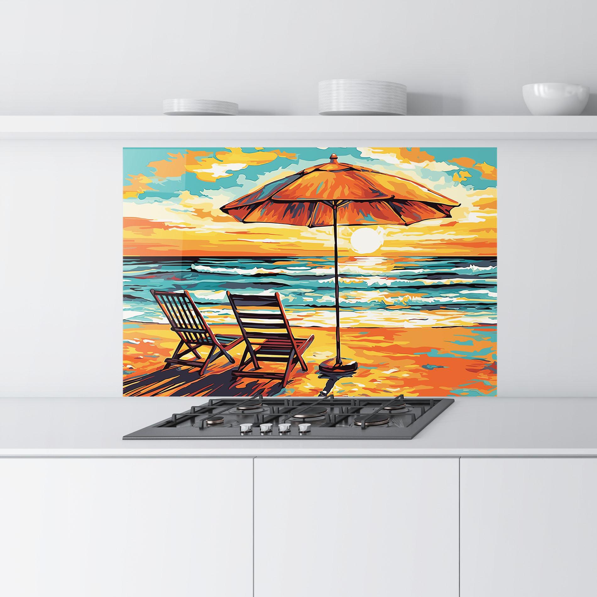 Konyhai üveg hátfal Chair Sunset View mockup 9