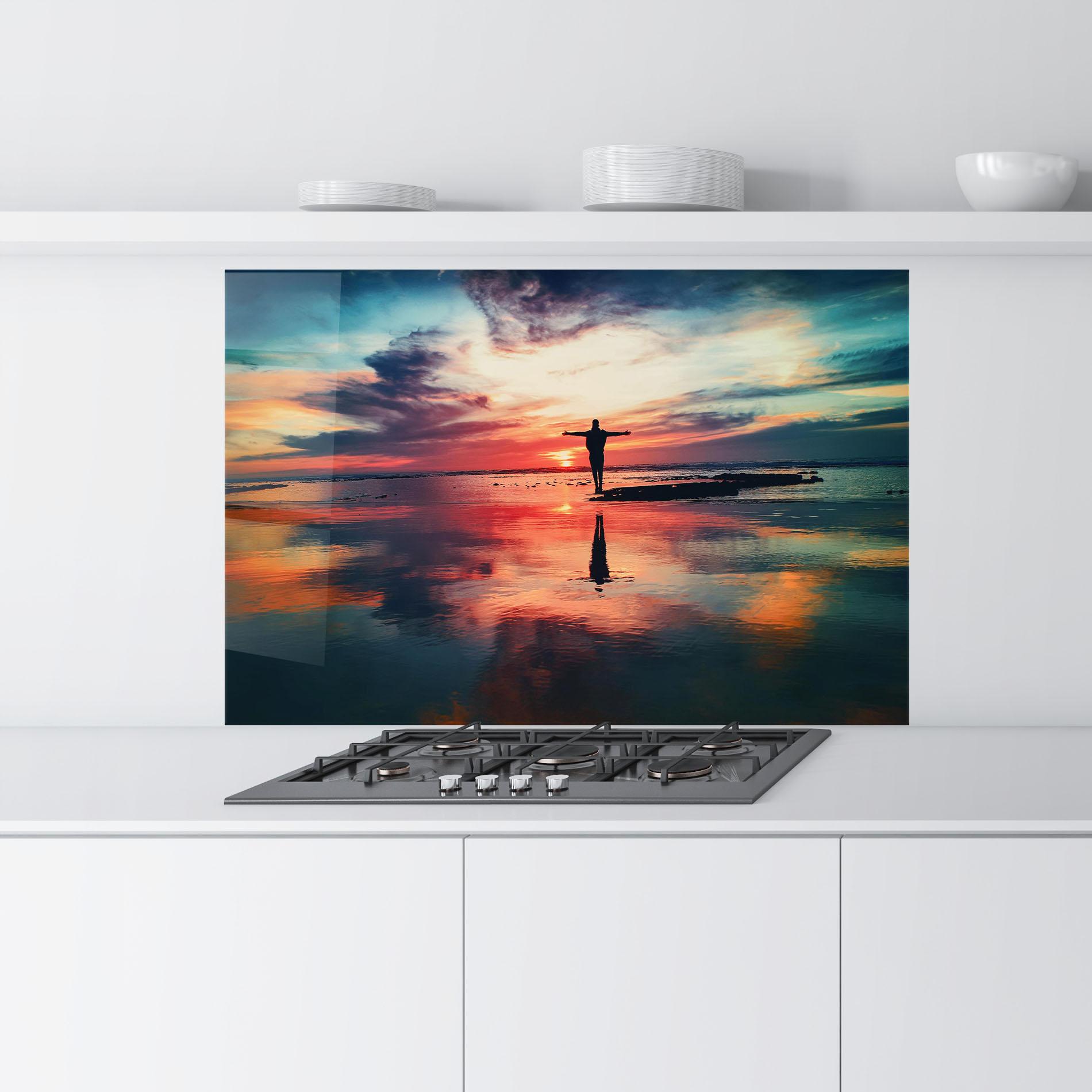 Konyhai üveg hátfal Ocean Sunset Man mockup 9