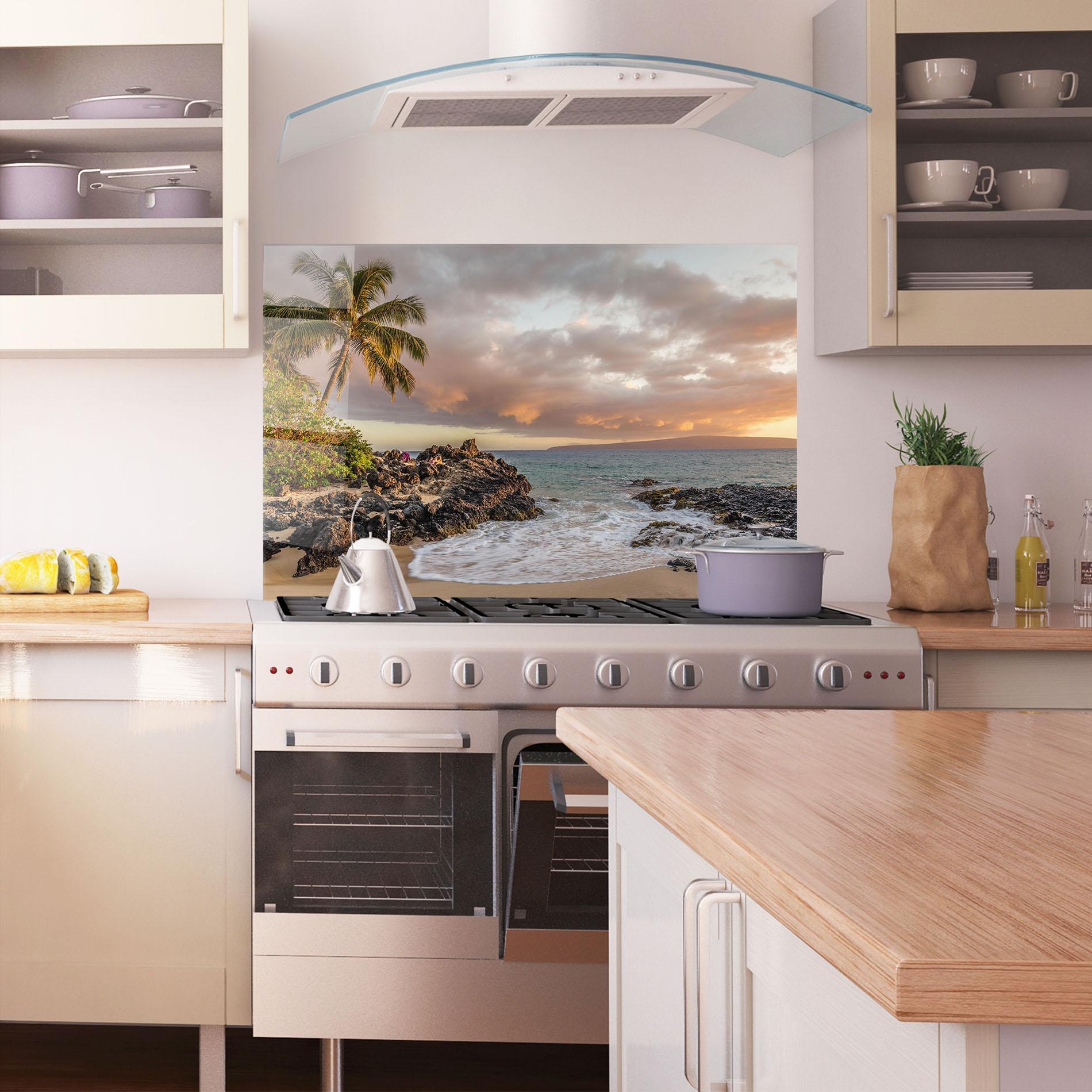 Konyhai üveg hátfal Beautiful Beach Landscape mockup 1