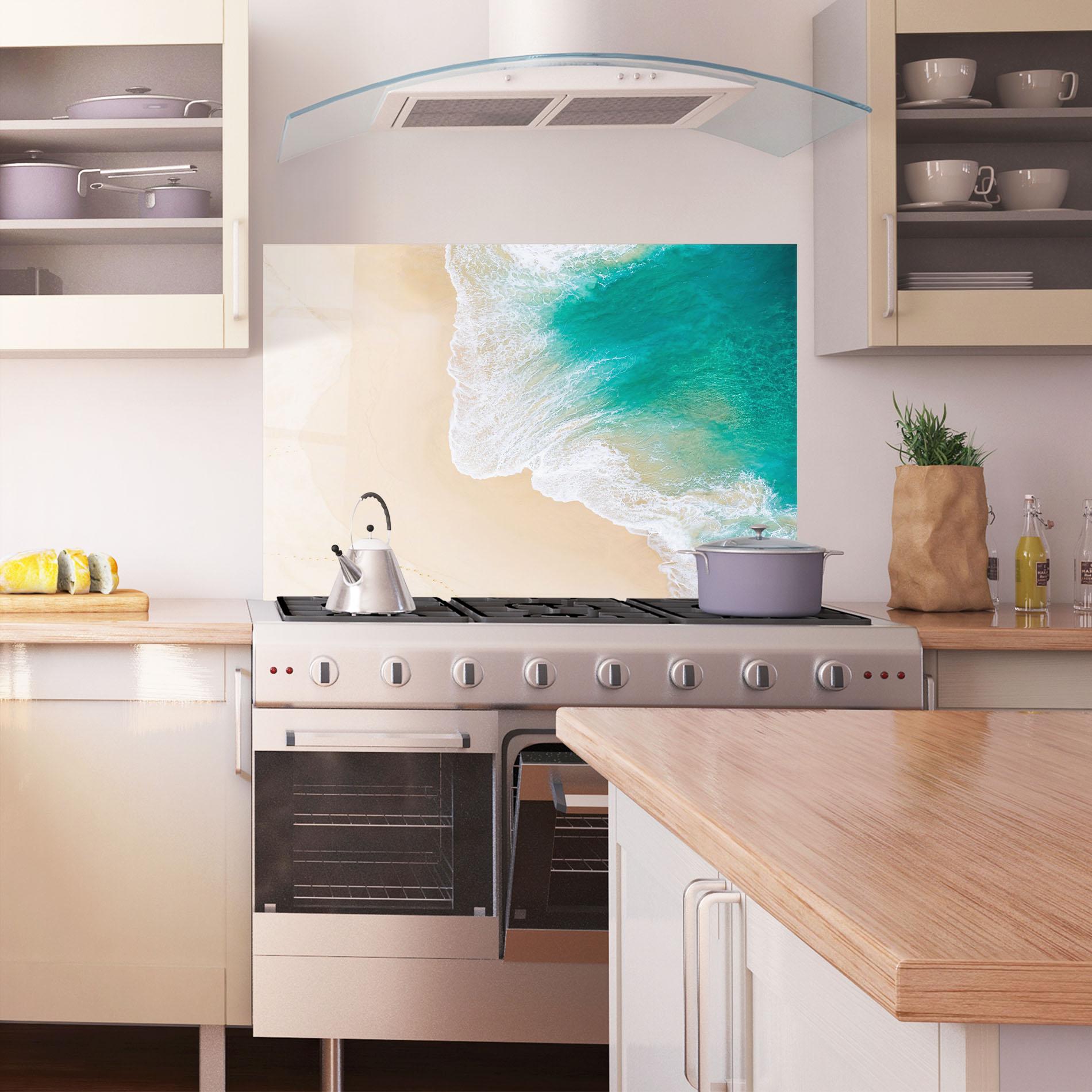 Konyhai üveg hátfal Beautiful Blue Waves mockup 1