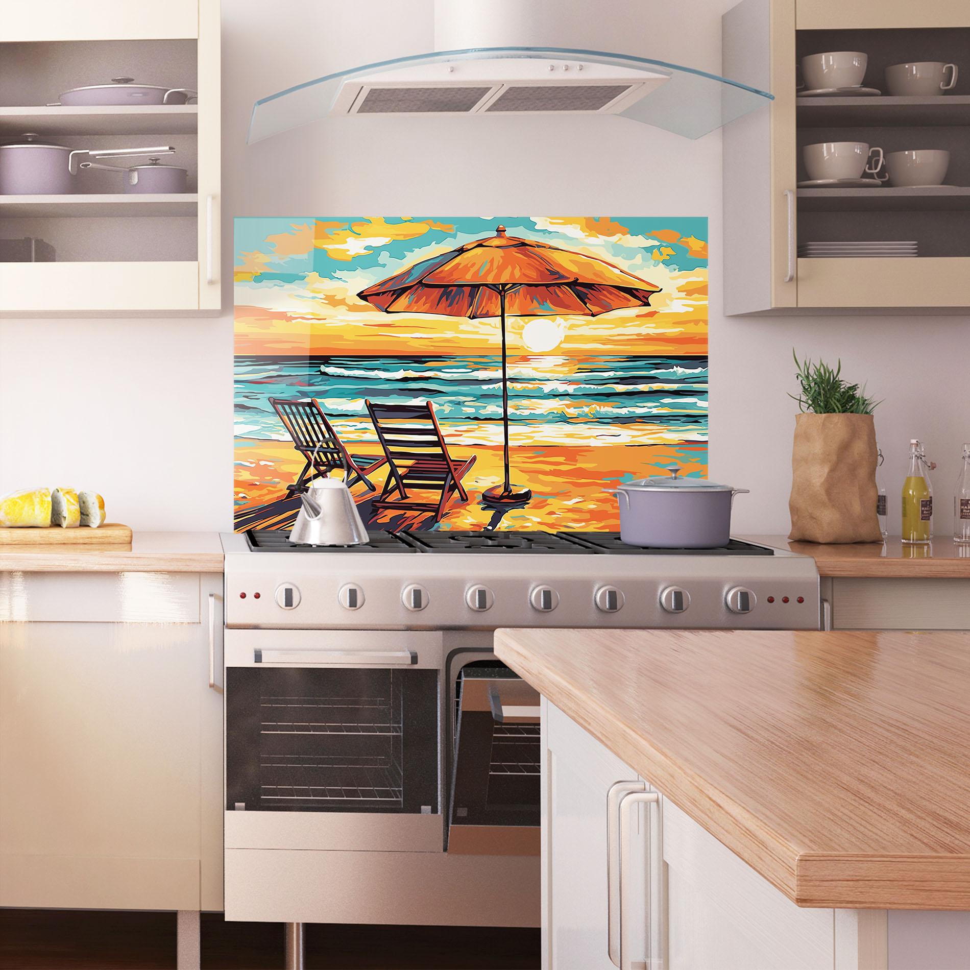 Konyhai üveg hátfal Chair Sunset View mockup 1