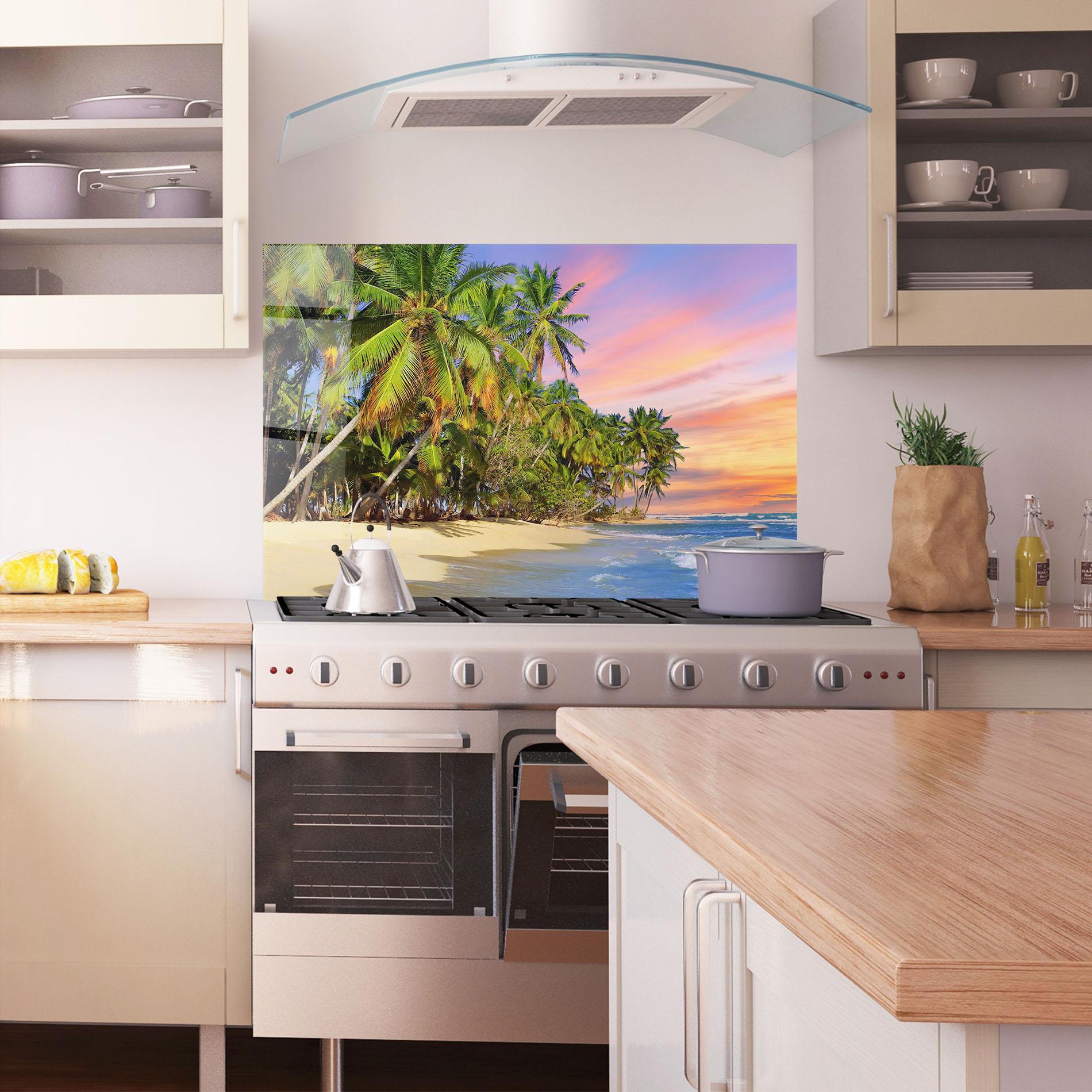 Konyhai üveg hátfal Coconut Tree Sunset mockup 1