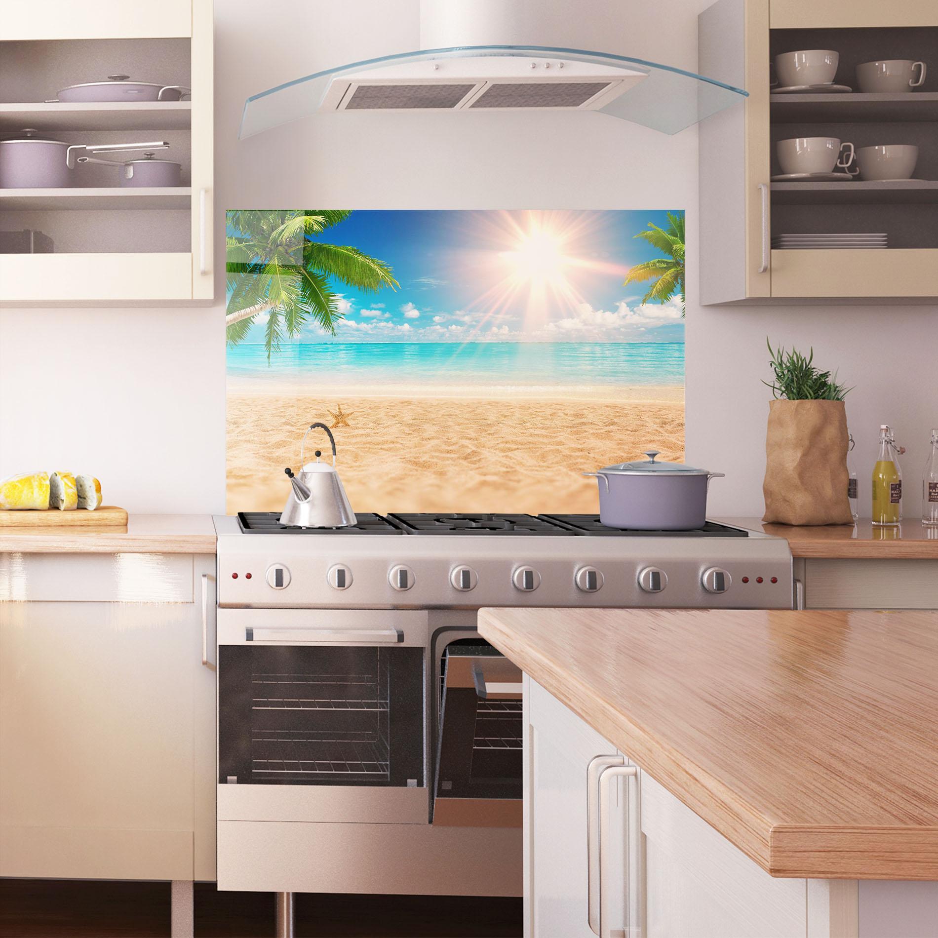Konyhai üveg hátfal Exotic Beach Ocean mockup 1