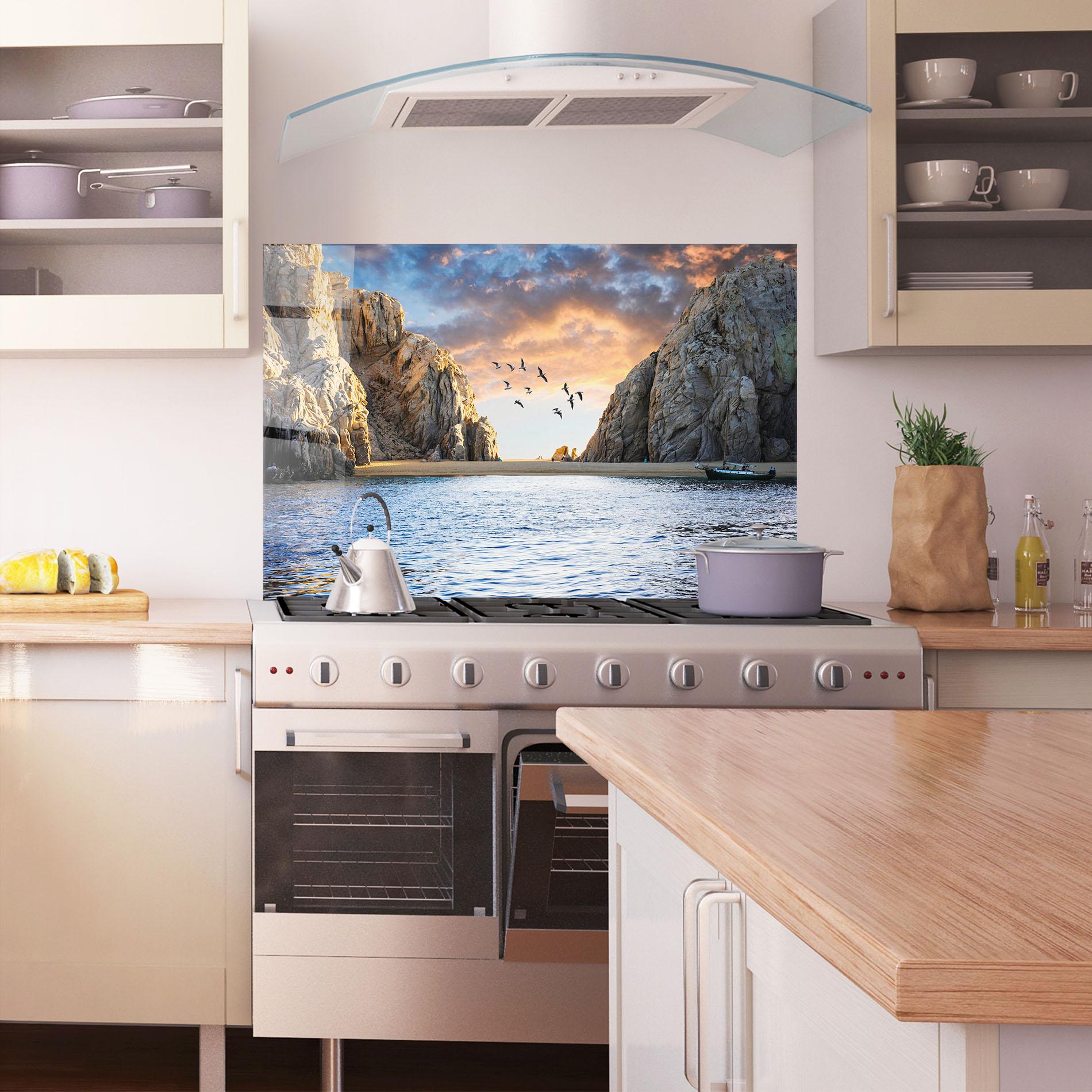 Konyhai üveg hátfal Lover S Beach mockup 1