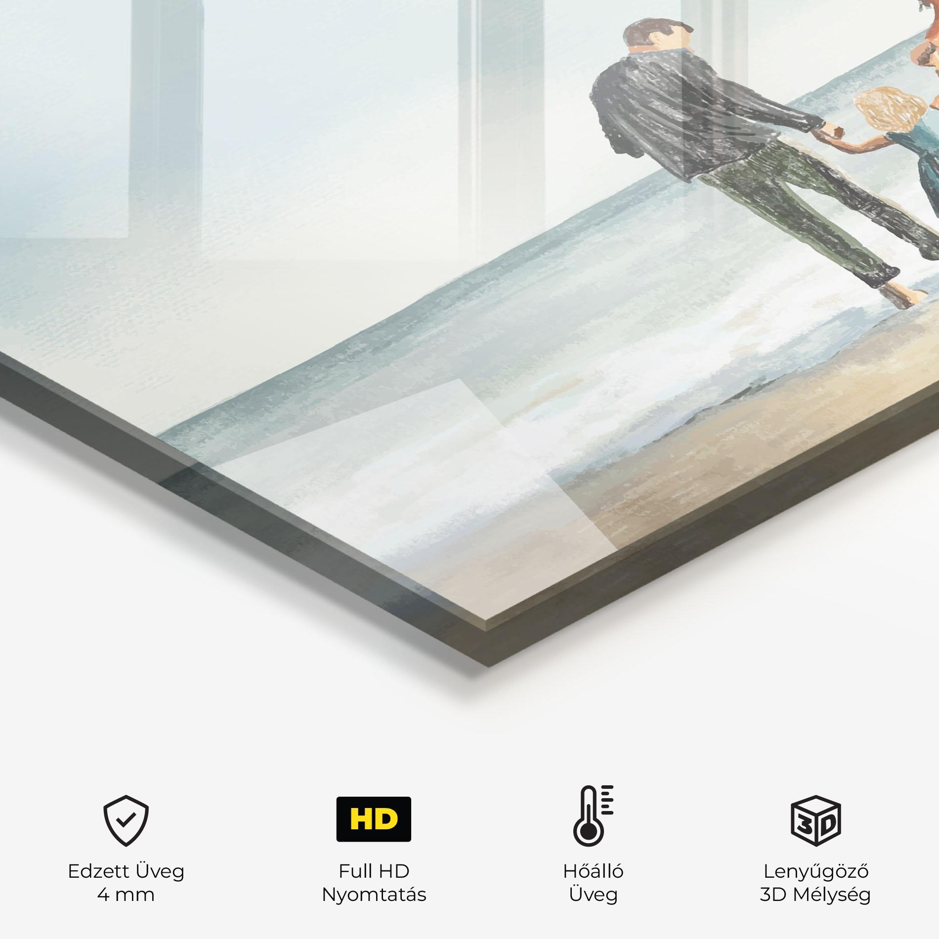 Konyhai üveg hátfal Beach Family mockup 2