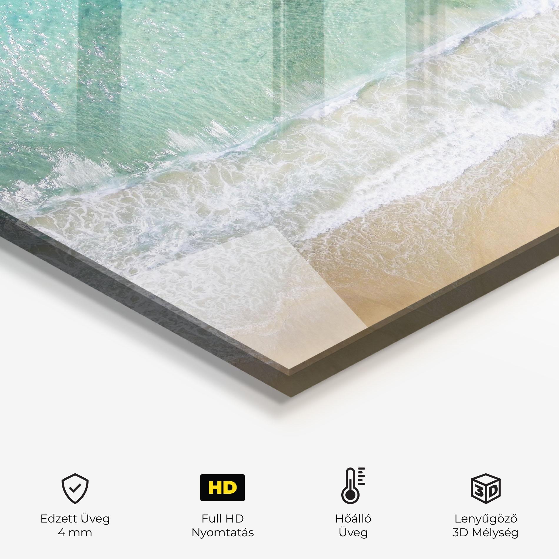 Konyhai üveg hátfal Blue Waves Beach mockup 2