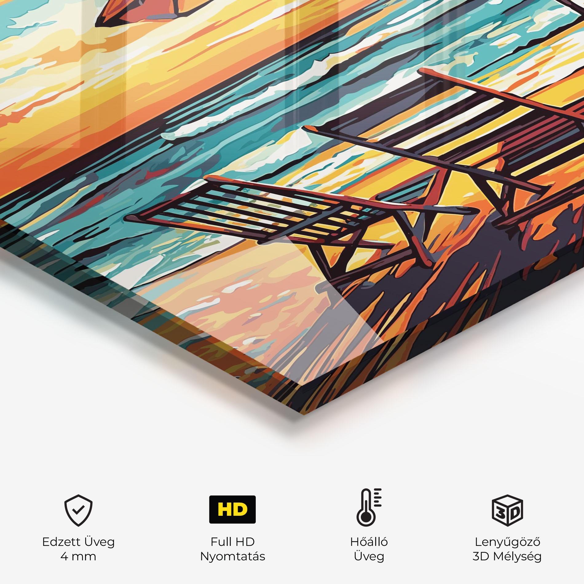 Konyhai üveg hátfal Chair Sunset View mockup 2