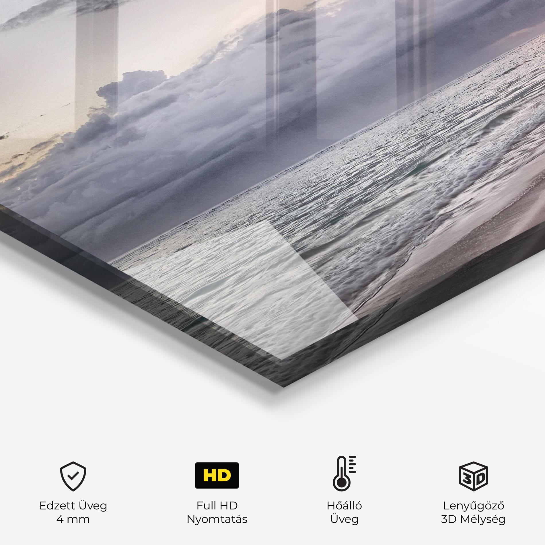 Konyhai üveg hátfal Cloudy Beach mockup 2