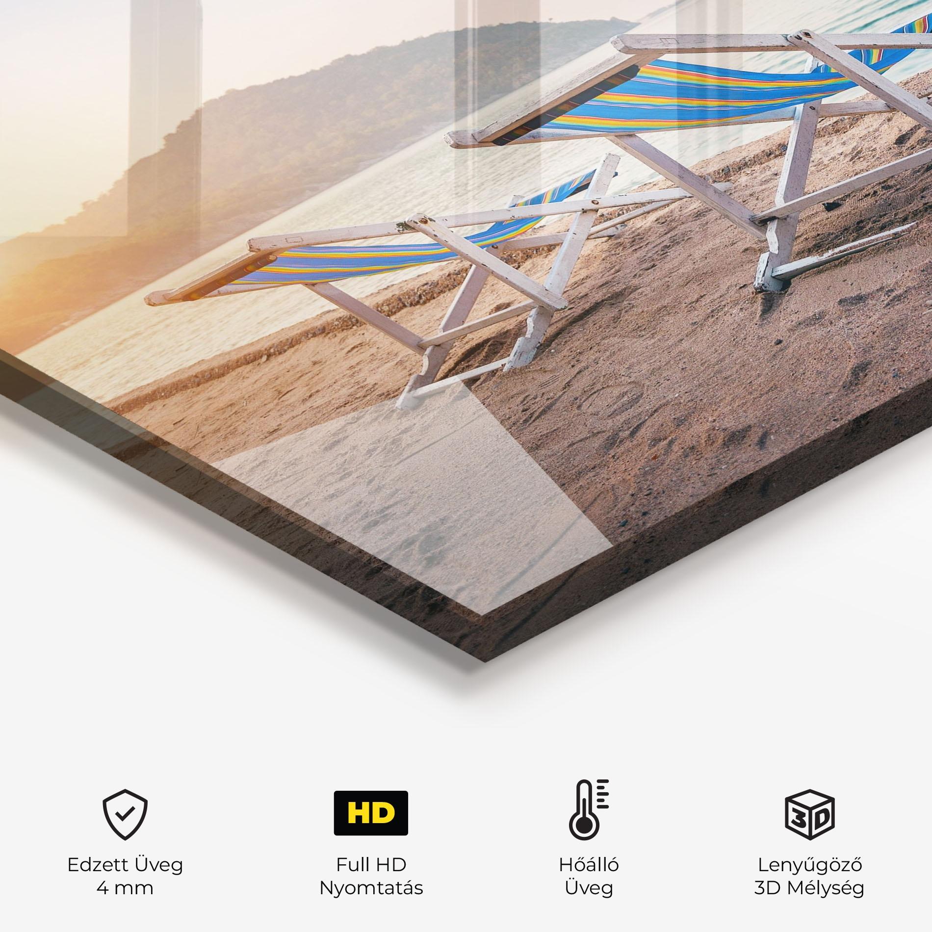 Konyhai üveg hátfal Colorful Beach Chairs mockup 2