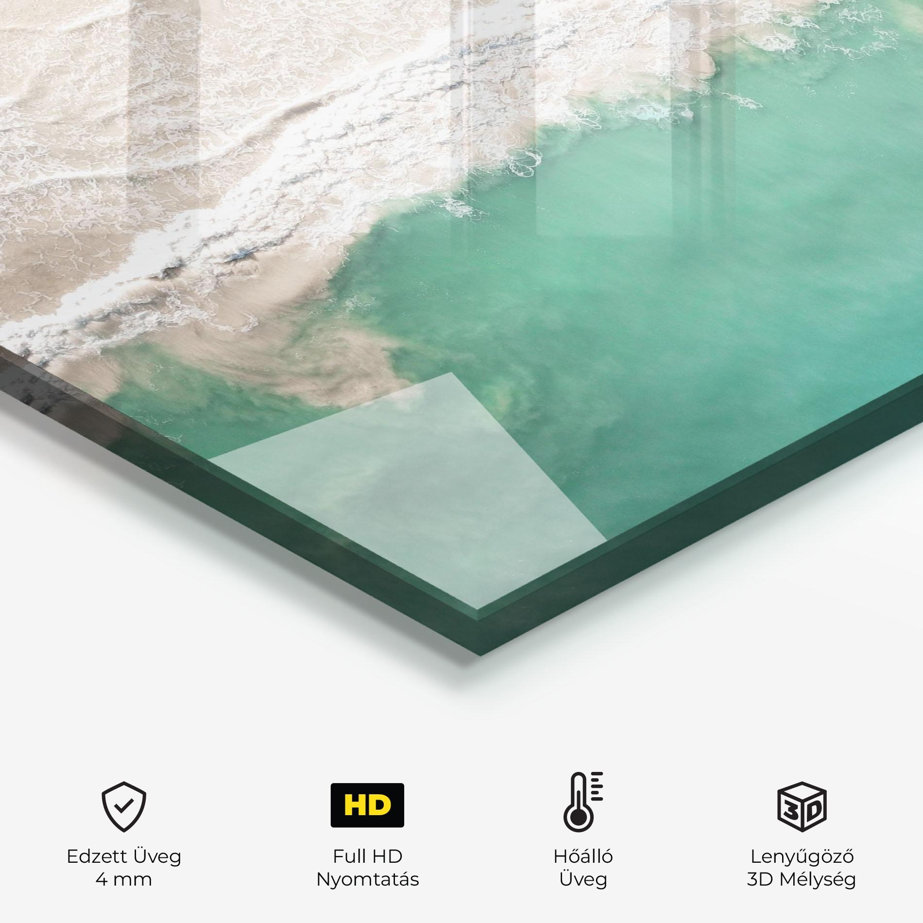 Konyhai üveg hátfal Pretty Blue Beach mockup 2