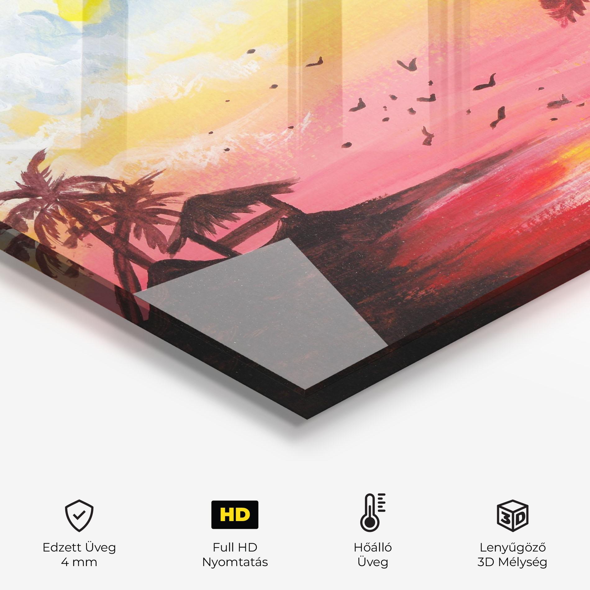 Konyhai üveg hátfal Sunset Gouache Painting mockup 2