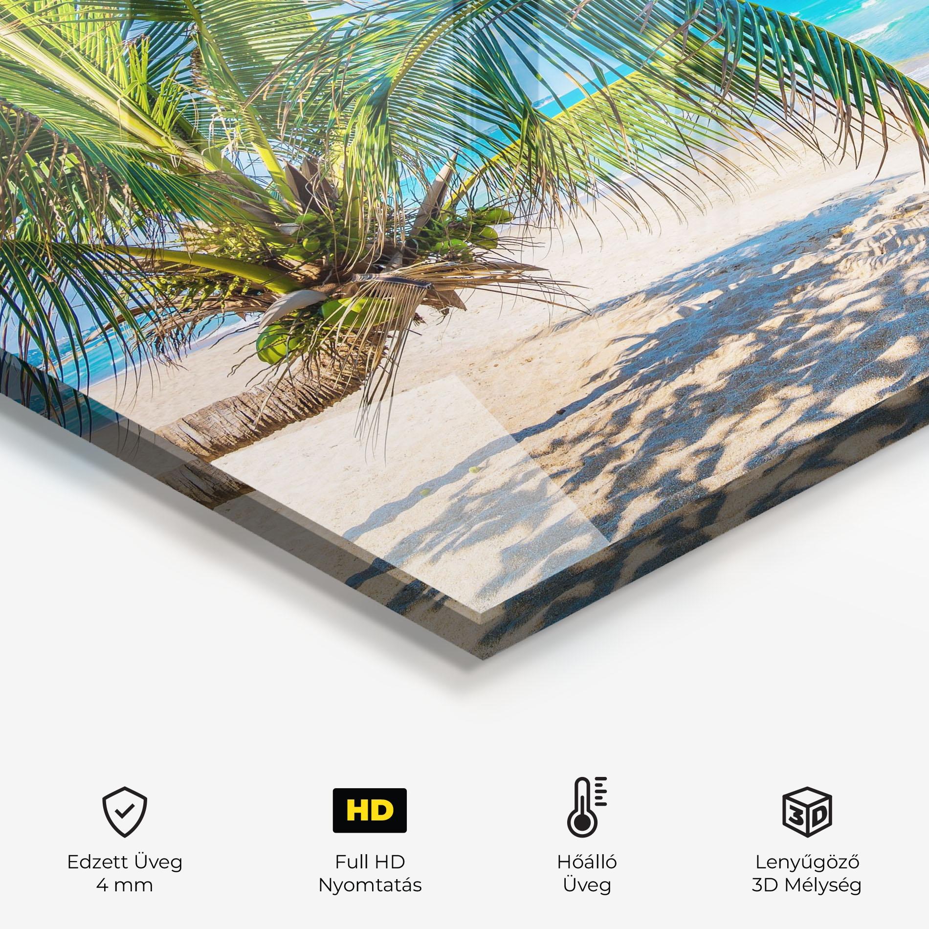 Konyhai üveg hátfal Tropical Beach View mockup 2