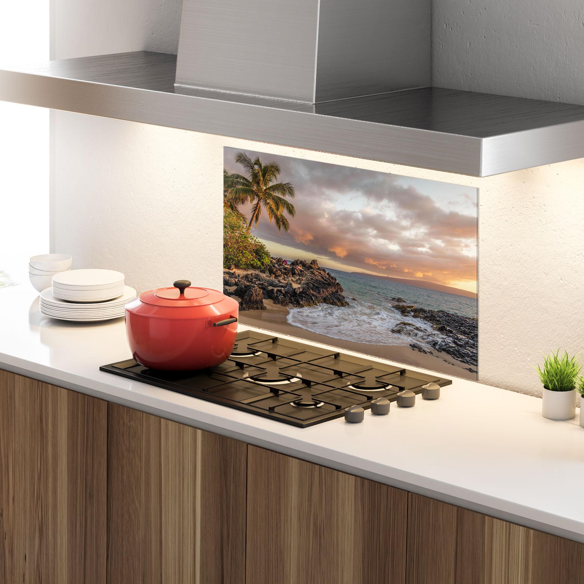 Konyhai üveg hátfal Beautiful Beach Landscape mockup 4