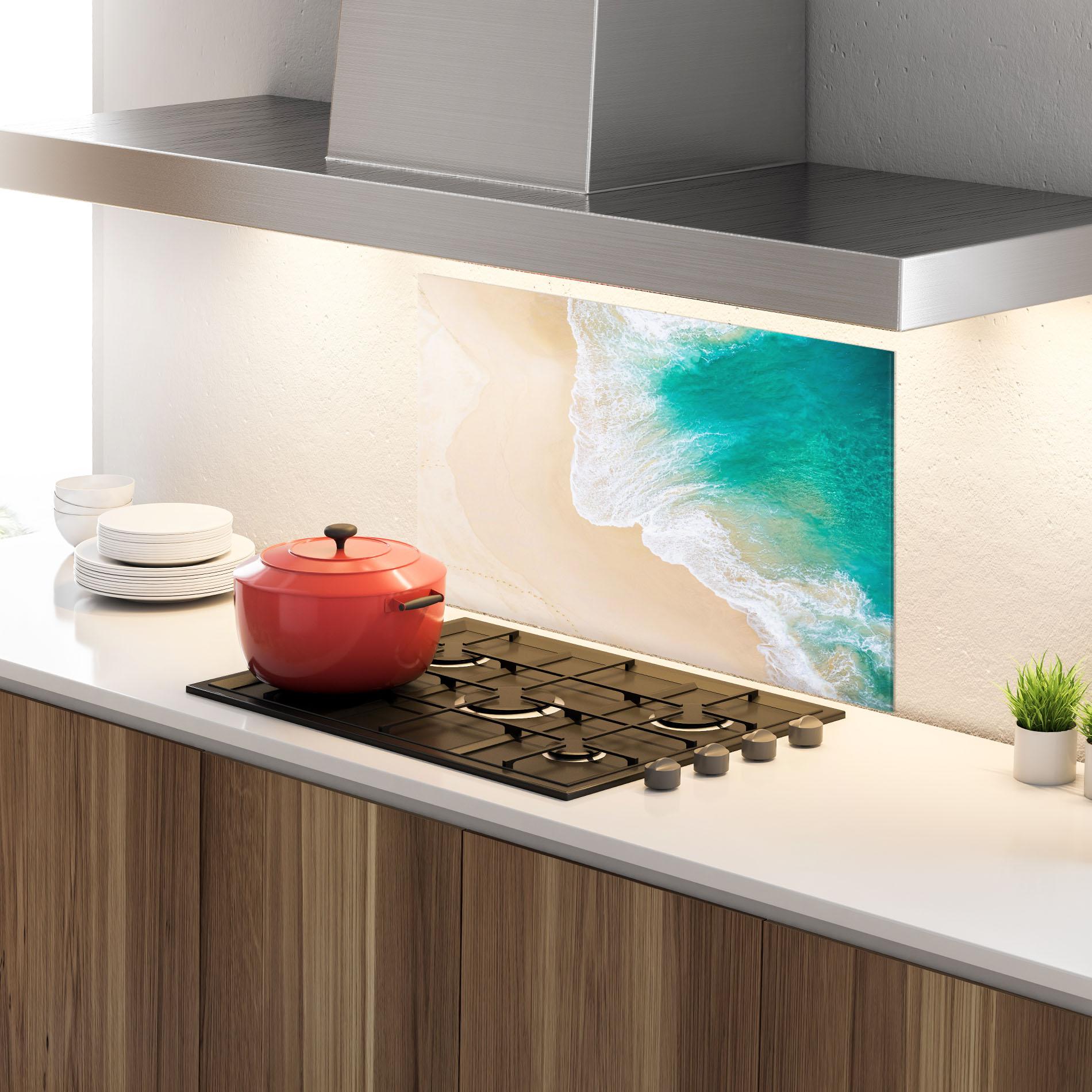 Konyhai üveg hátfal Beautiful Blue Waves mockup 4