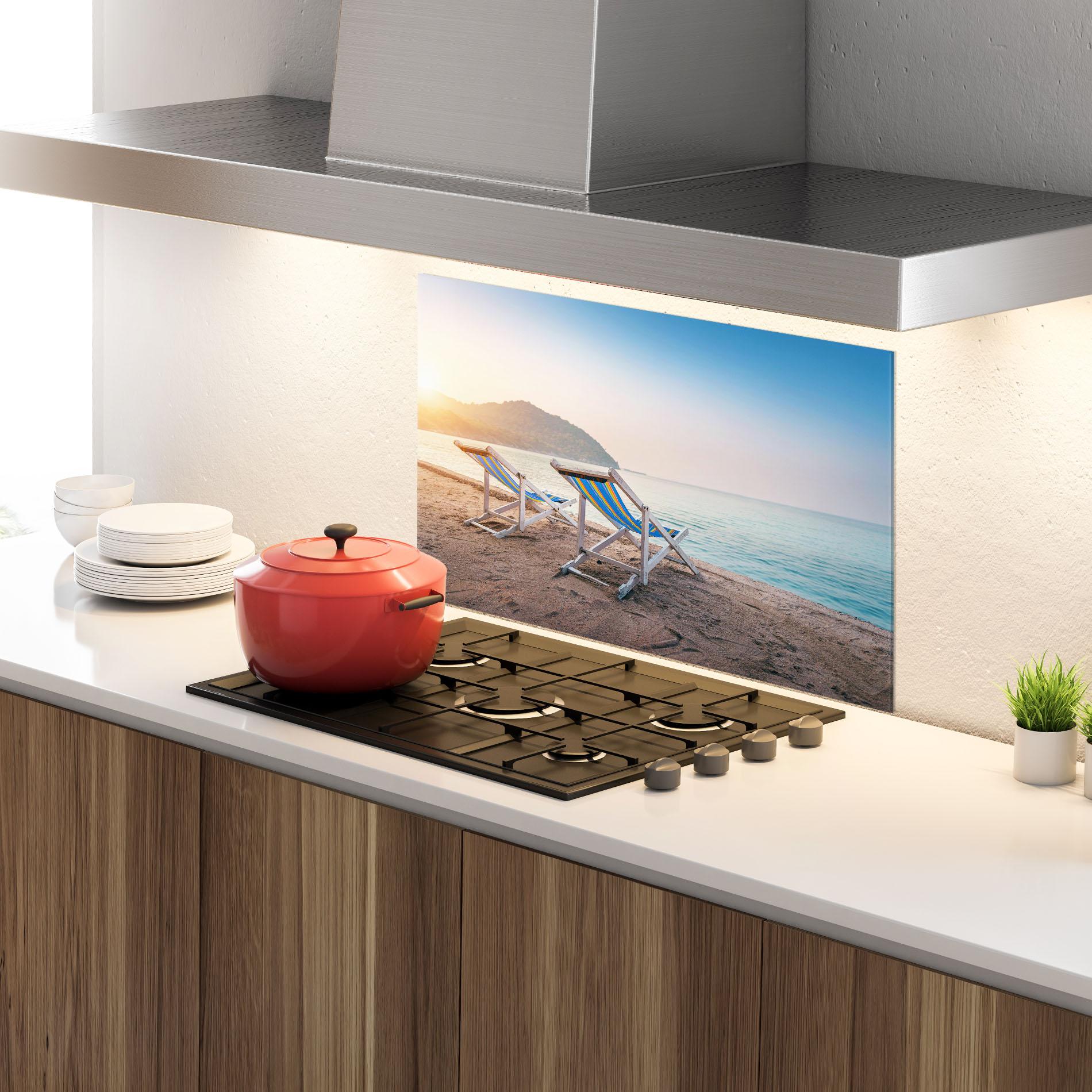 Konyhai üveg hátfal Colorful Beach Chairs mockup 4