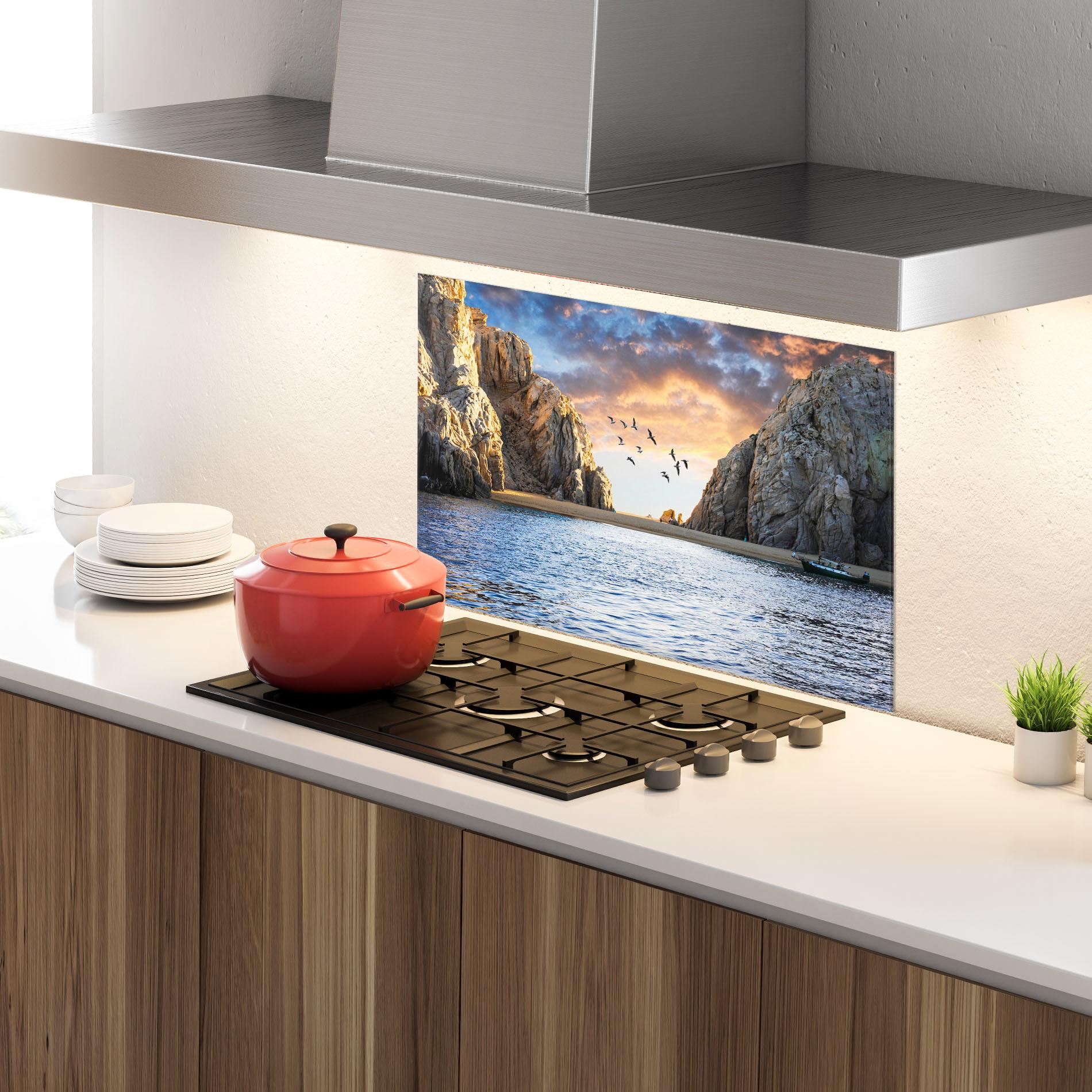 Konyhai üveg hátfal Lover S Beach mockup 4