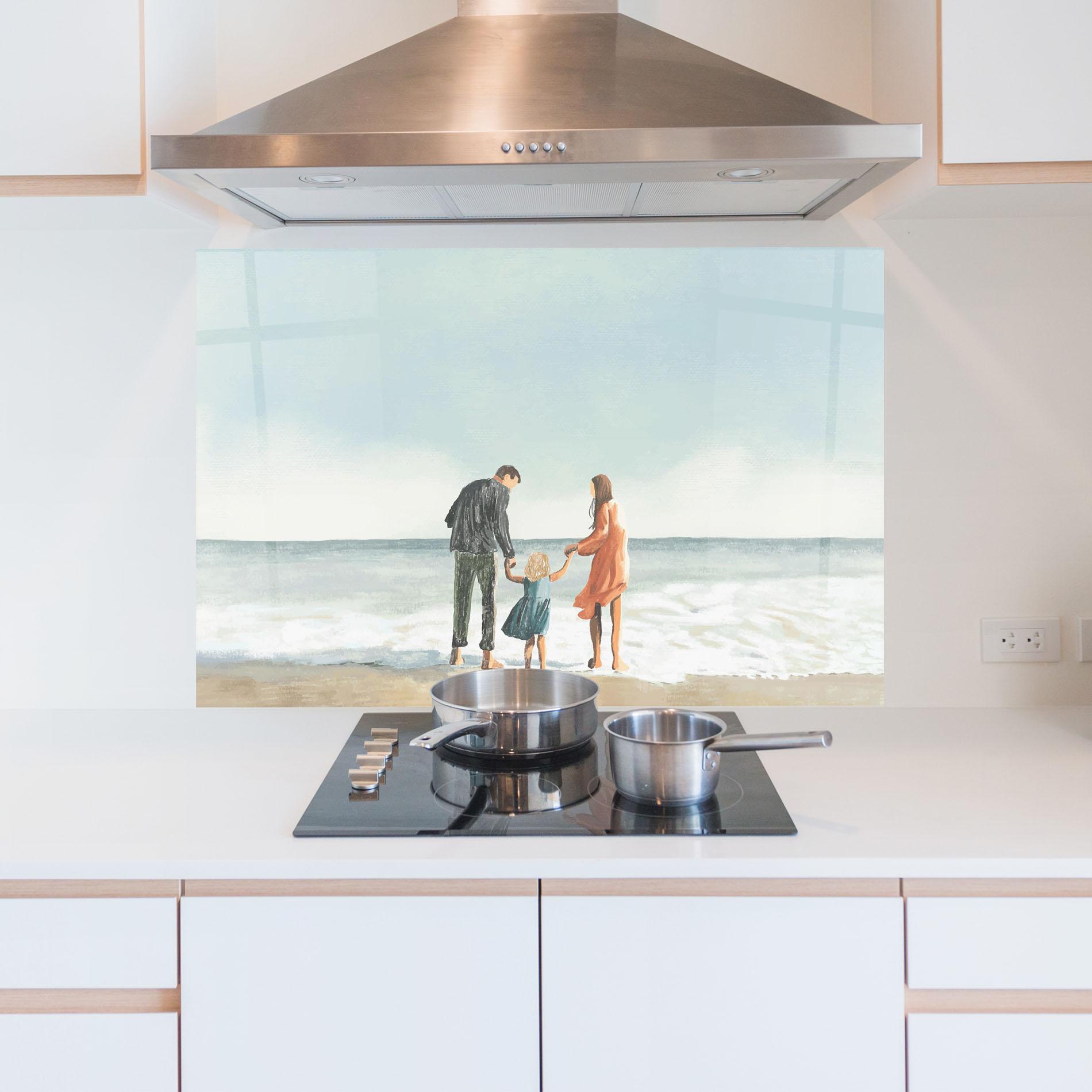 Konyhai üveg hátfal Beach Family mockup 5