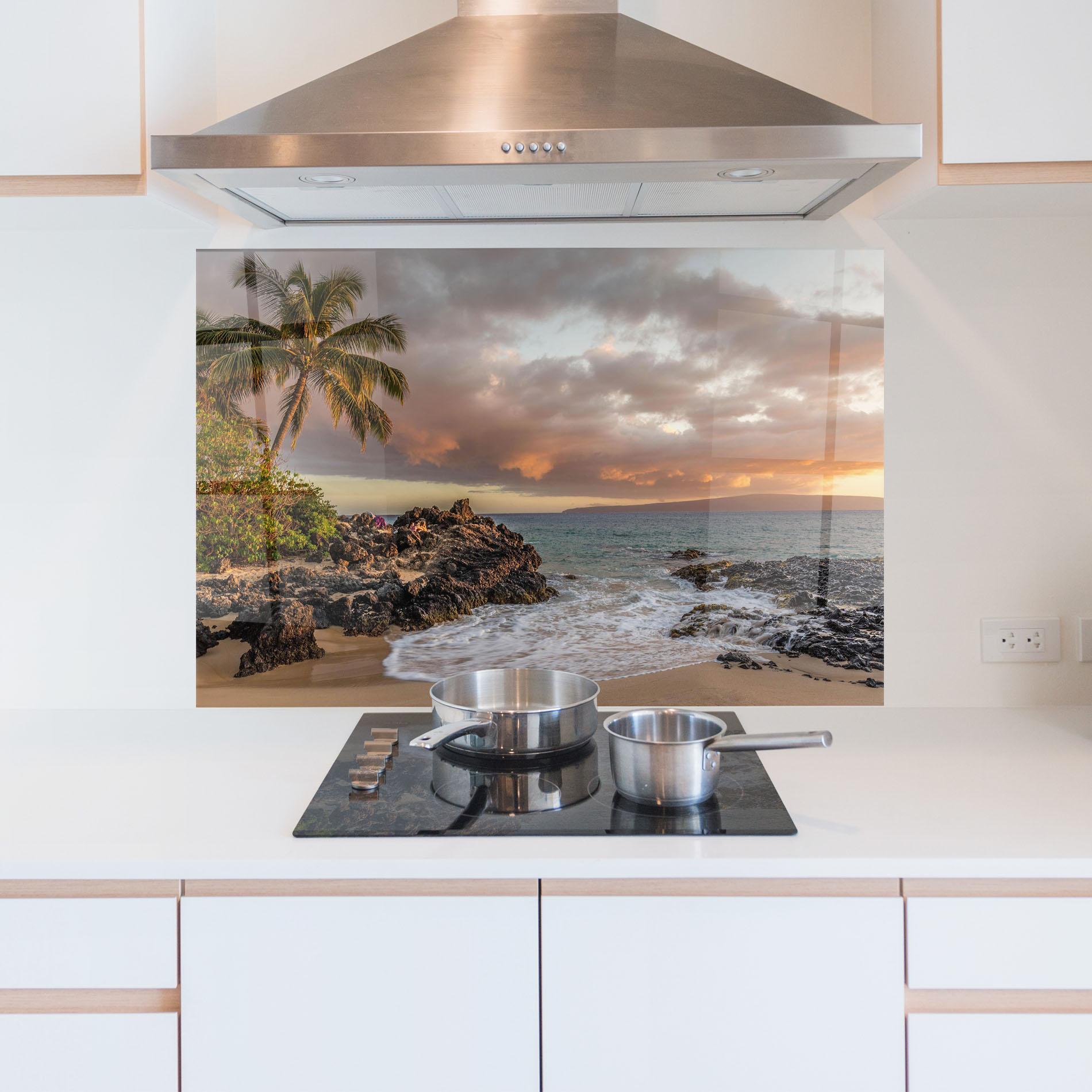 Konyhai üveg hátfal Beautiful Beach Landscape mockup 5