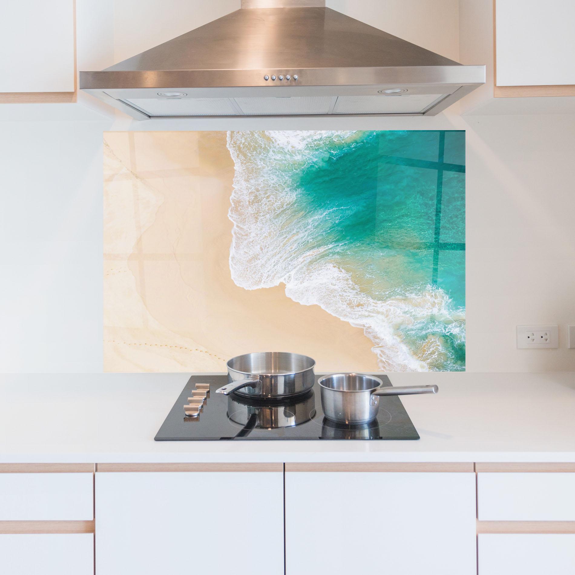 Konyhai üveg hátfal Beautiful Blue Waves mockup 5