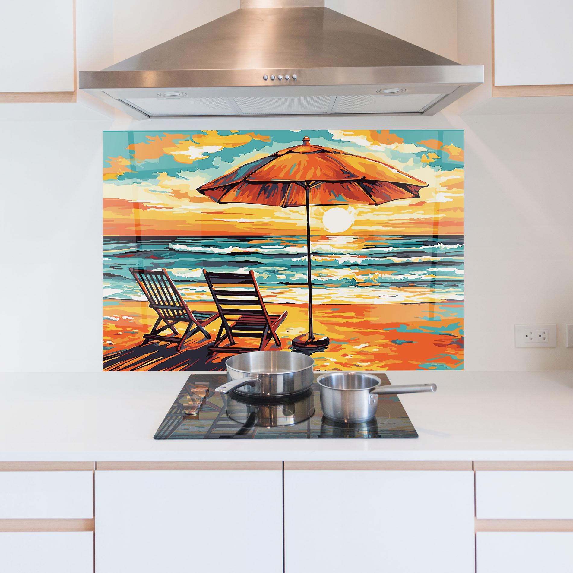 Konyhai üveg hátfal Chair Sunset View mockup 5