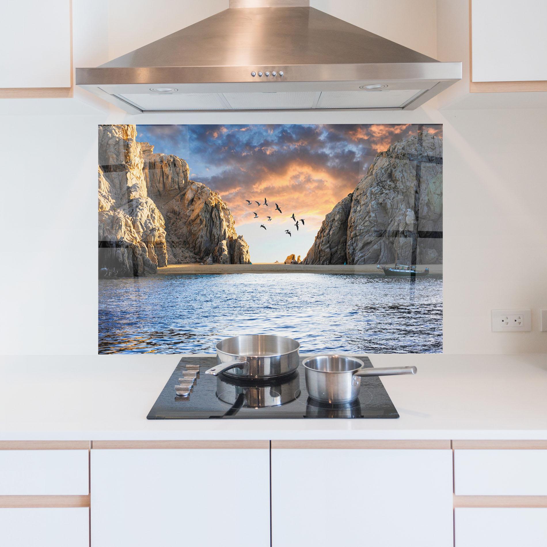 Konyhai üveg hátfal Lover S Beach mockup 5