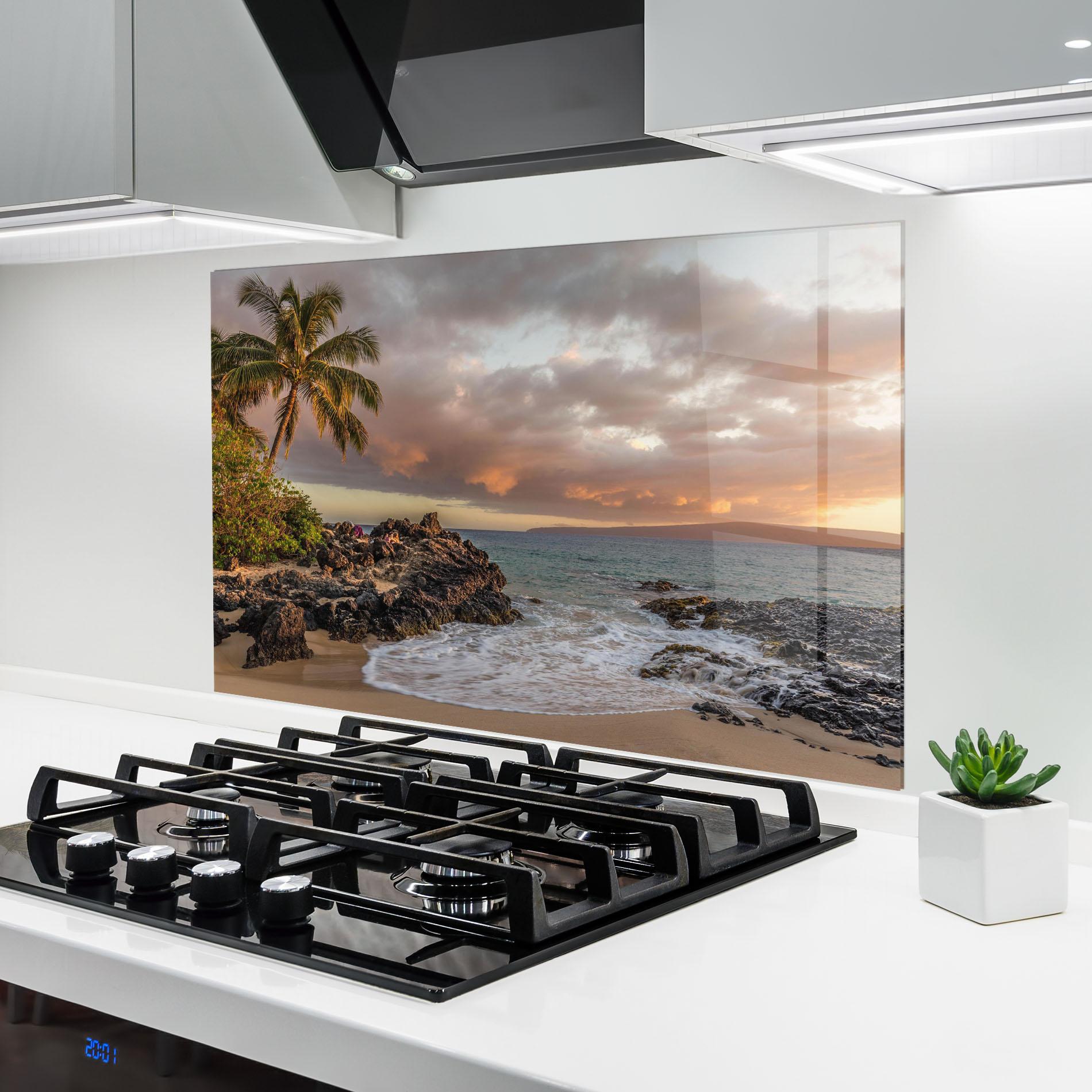 Konyhai üveg hátfal Beautiful Beach Landscape mockup 6