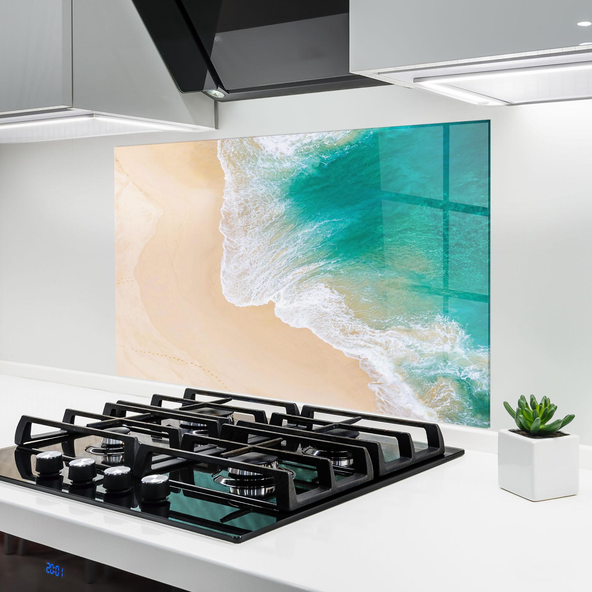 Konyhai üveg hátfal Beautiful Blue Waves mockup 6