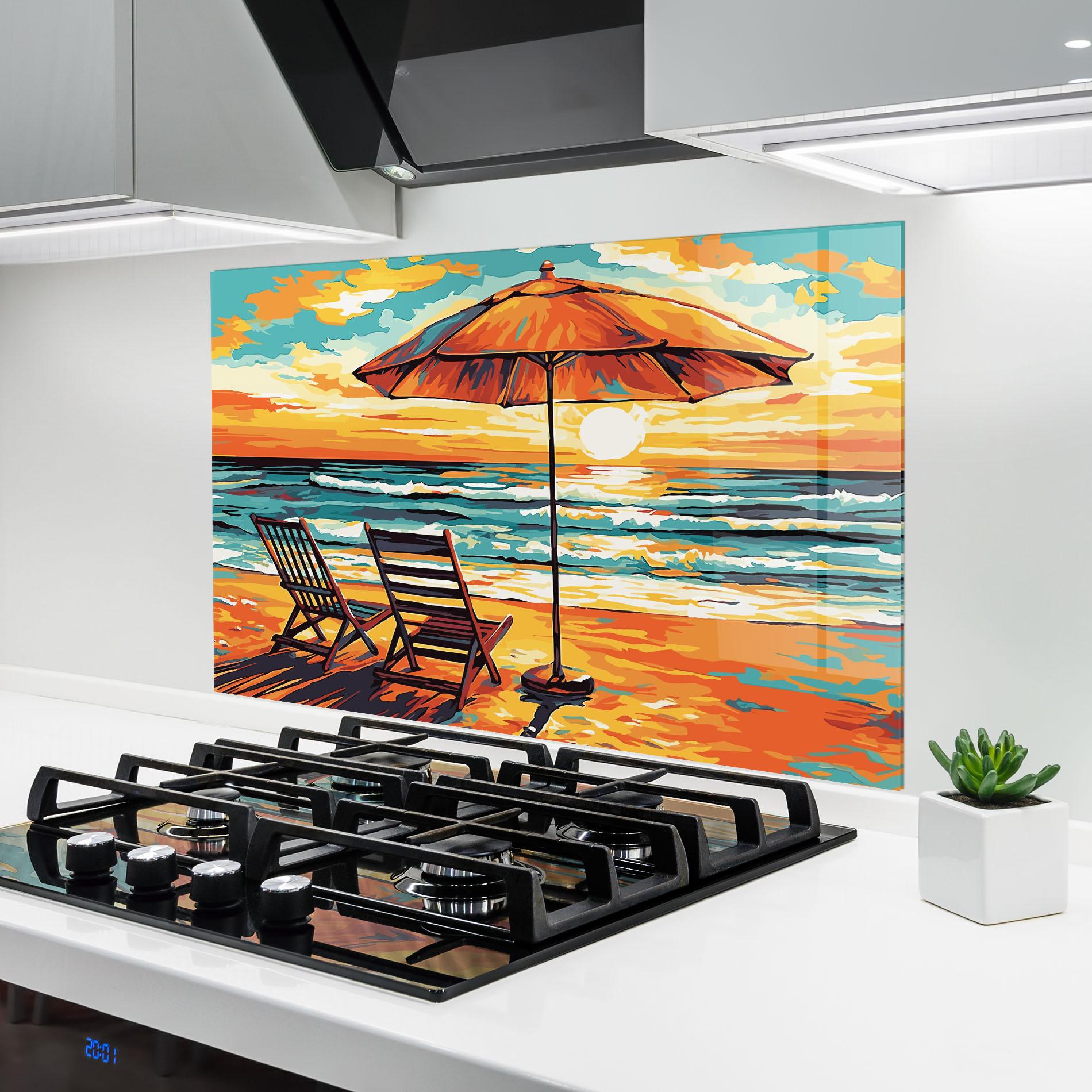 Konyhai üveg hátfal Chair Sunset View mockup 6