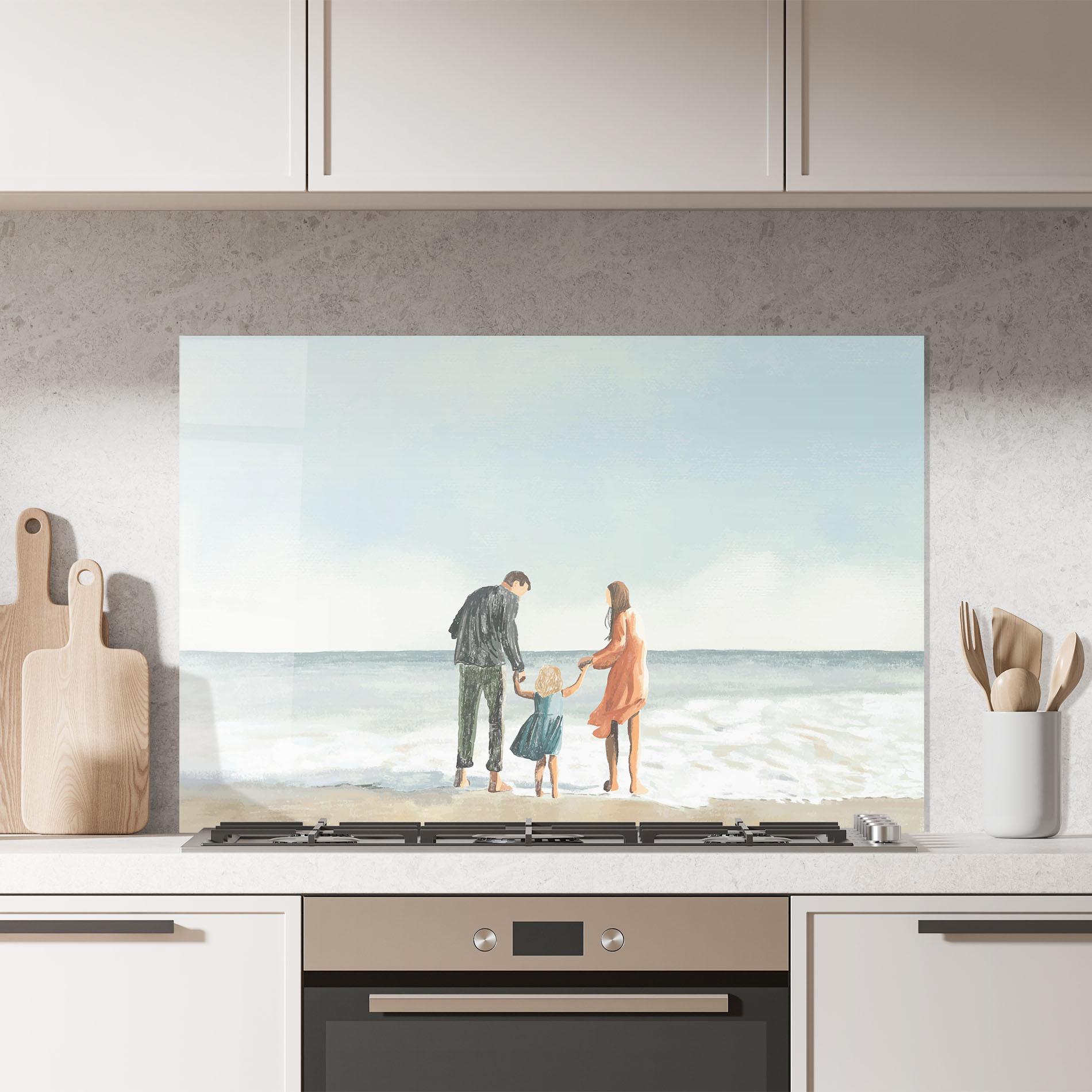Konyhai üveg hátfal Beach Family mockup 7