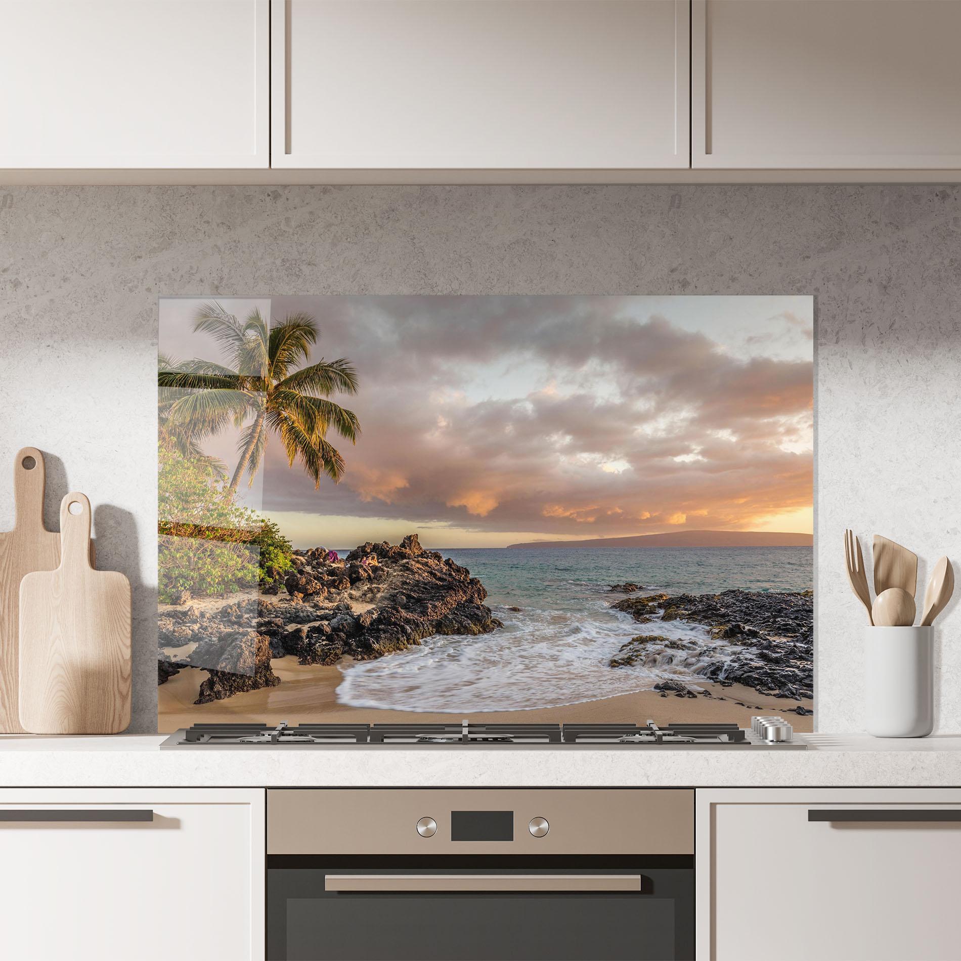 Konyhai üveg hátfal Beautiful Beach Landscape mockup 7