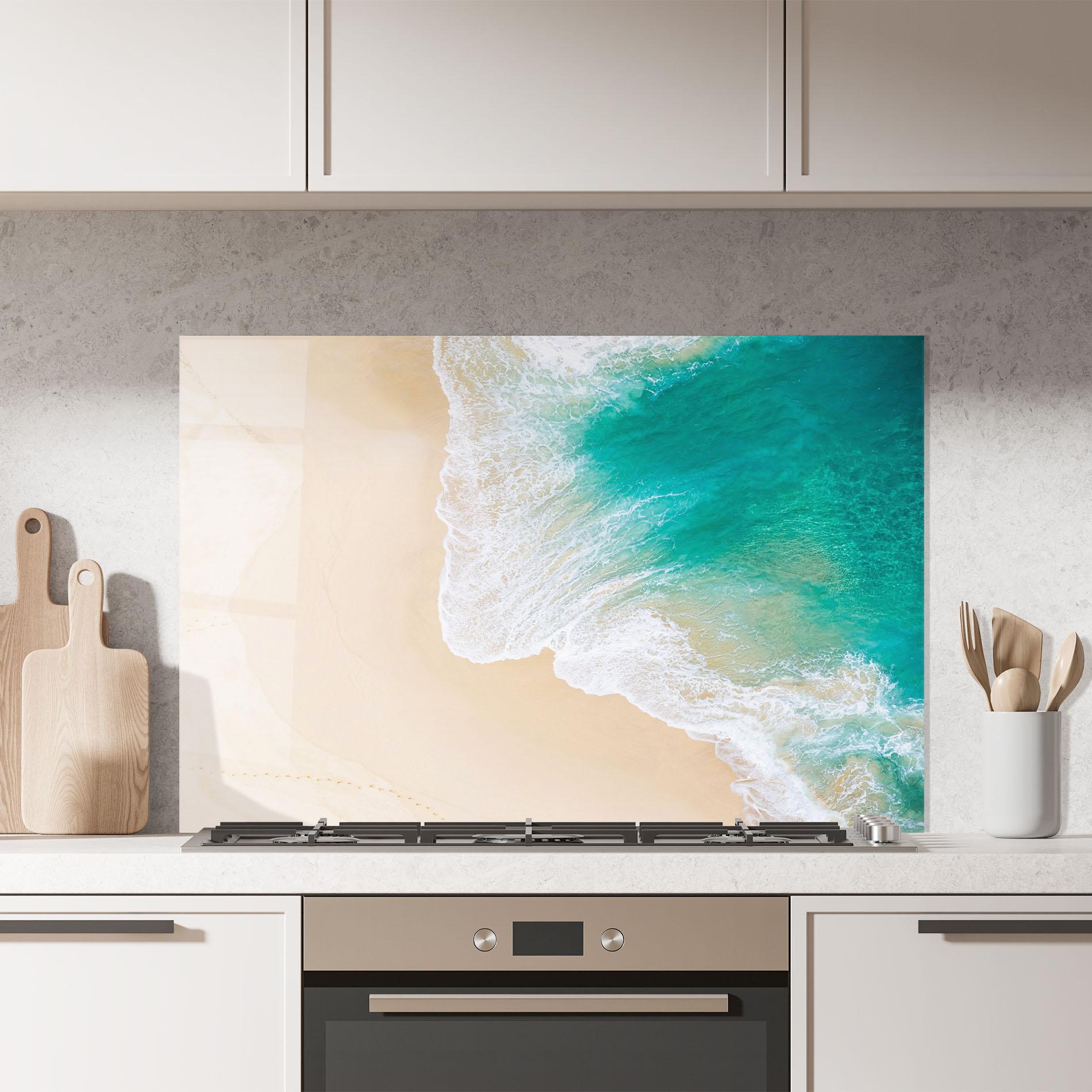 Konyhai üveg hátfal Beautiful Blue Waves mockup 7