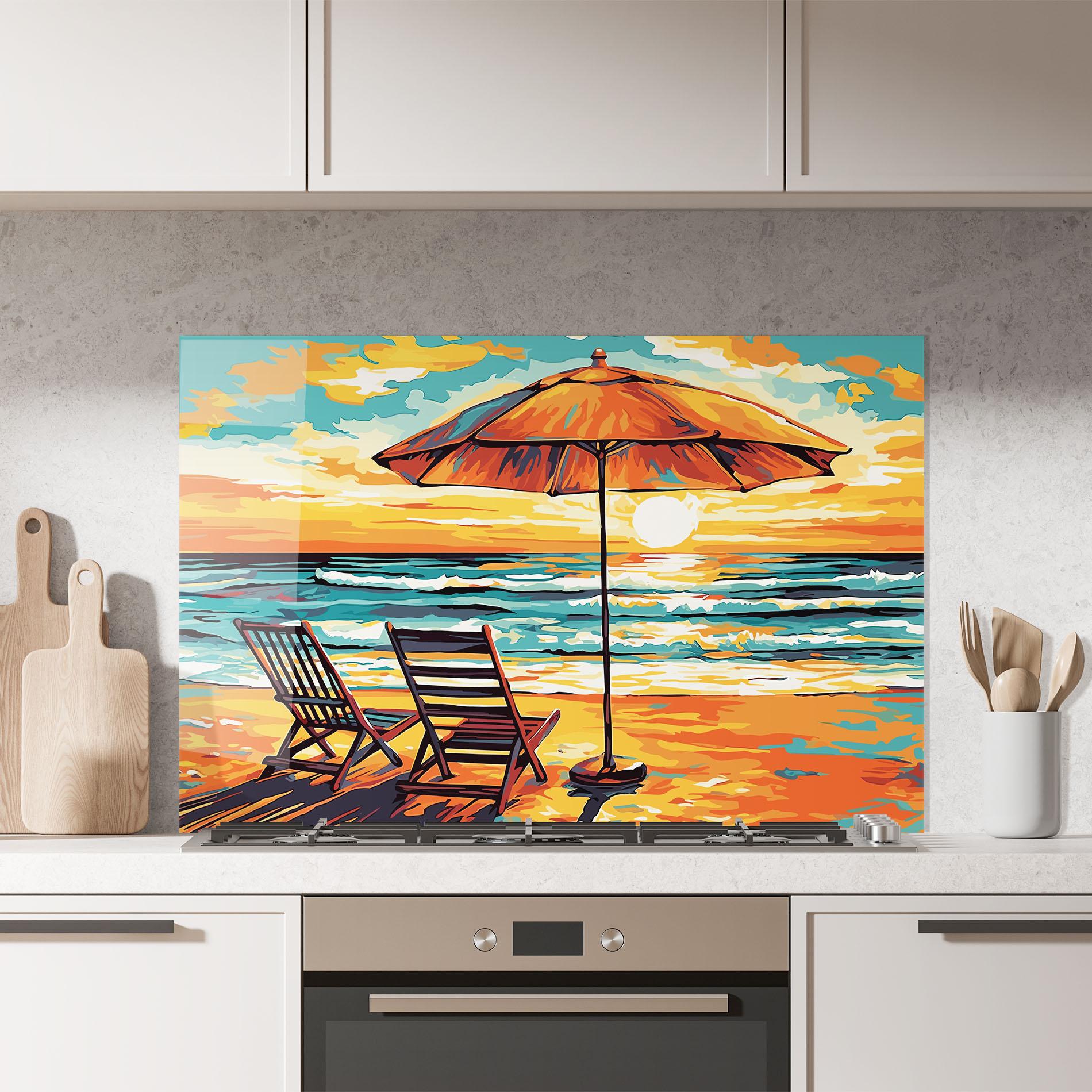 Konyhai üveg hátfal Chair Sunset View mockup 7