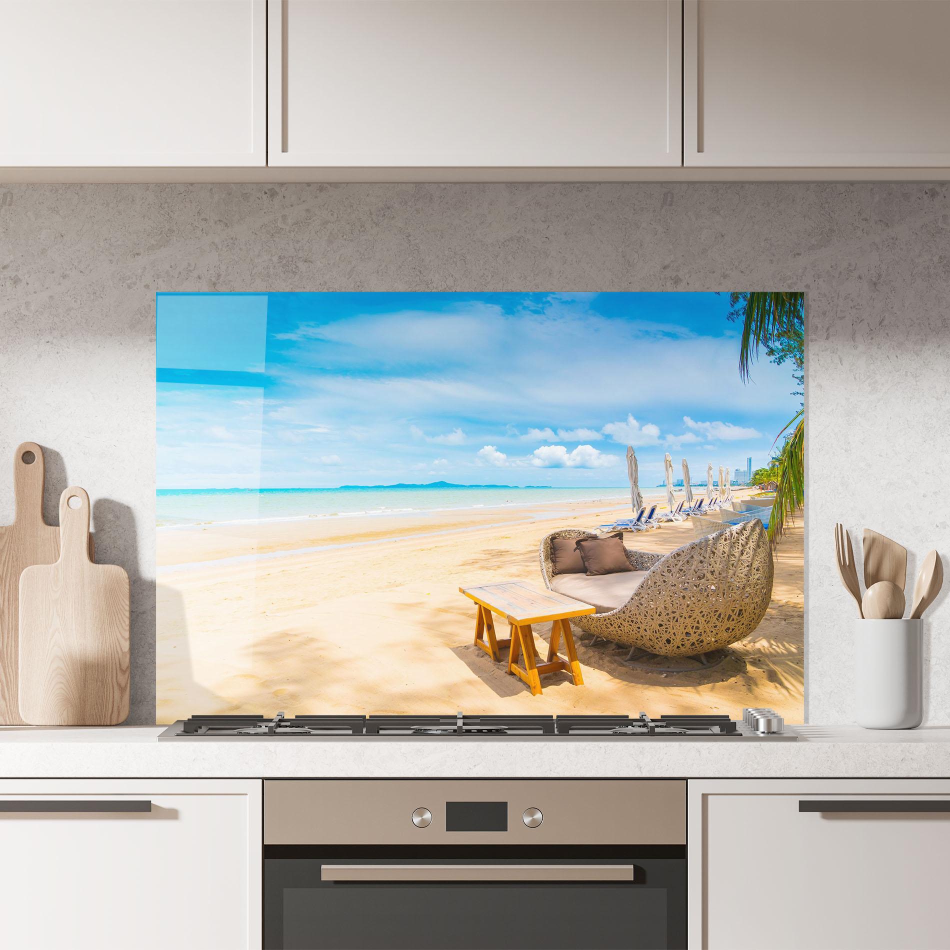 Konyhai üveg hátfal Dinning Blue Sky mockup 7