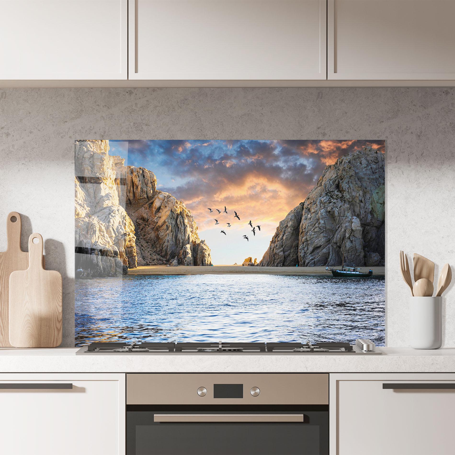 Konyhai üveg hátfal Lover S Beach mockup 7