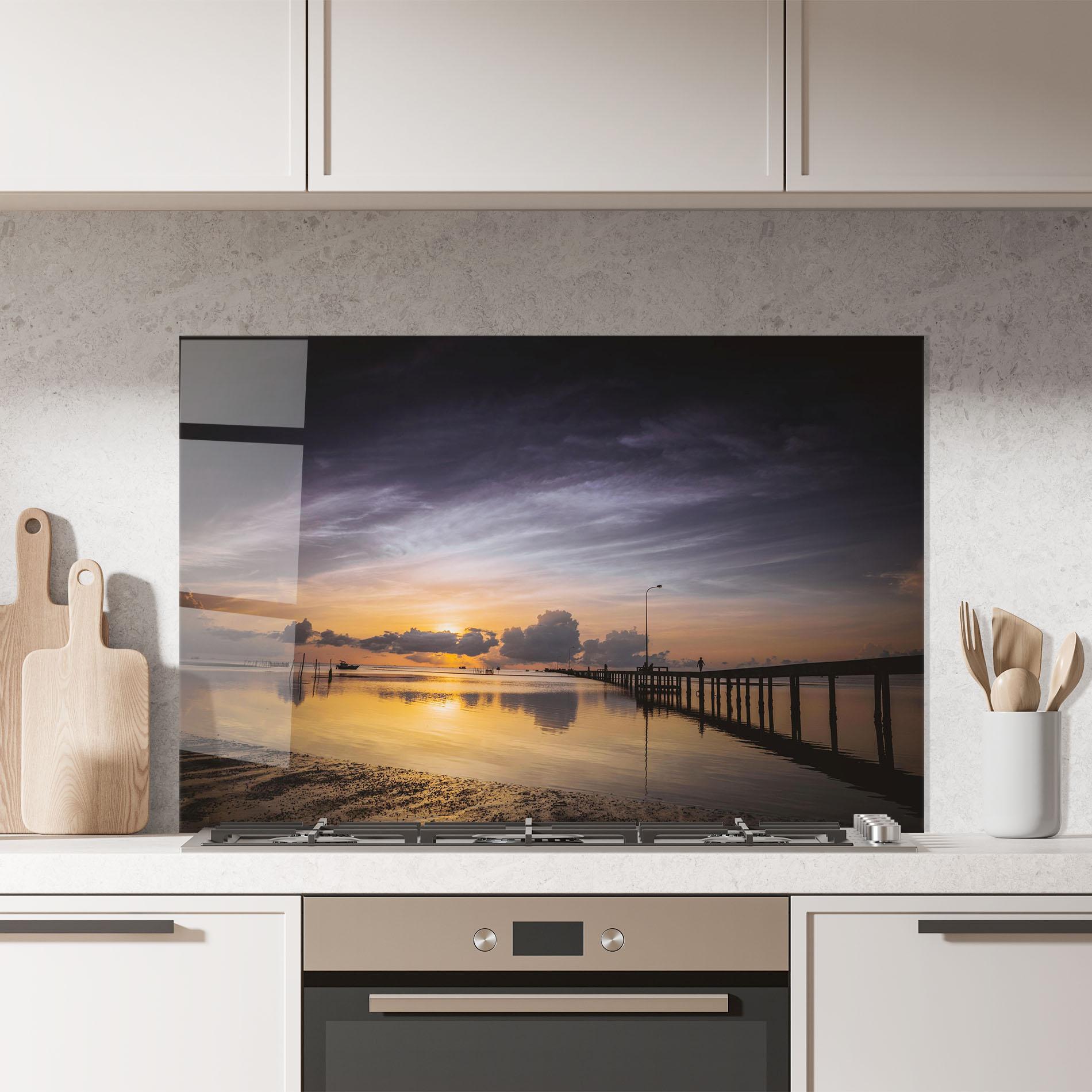 Konyhai üveg hátfal Orange Purple Beach mockup 7