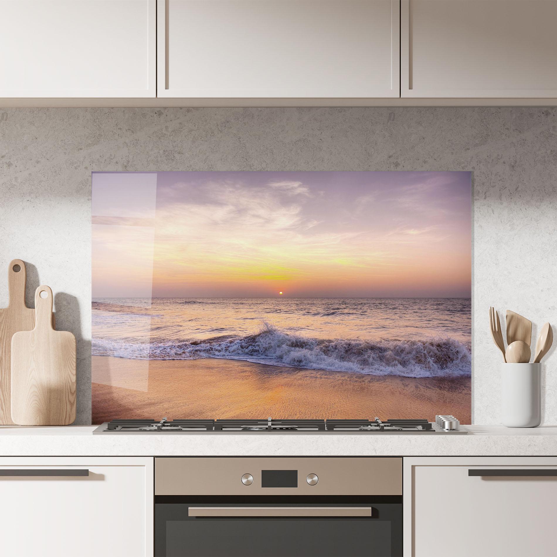 Konyhai üveg hátfal Purple Sky Beach mockup 7