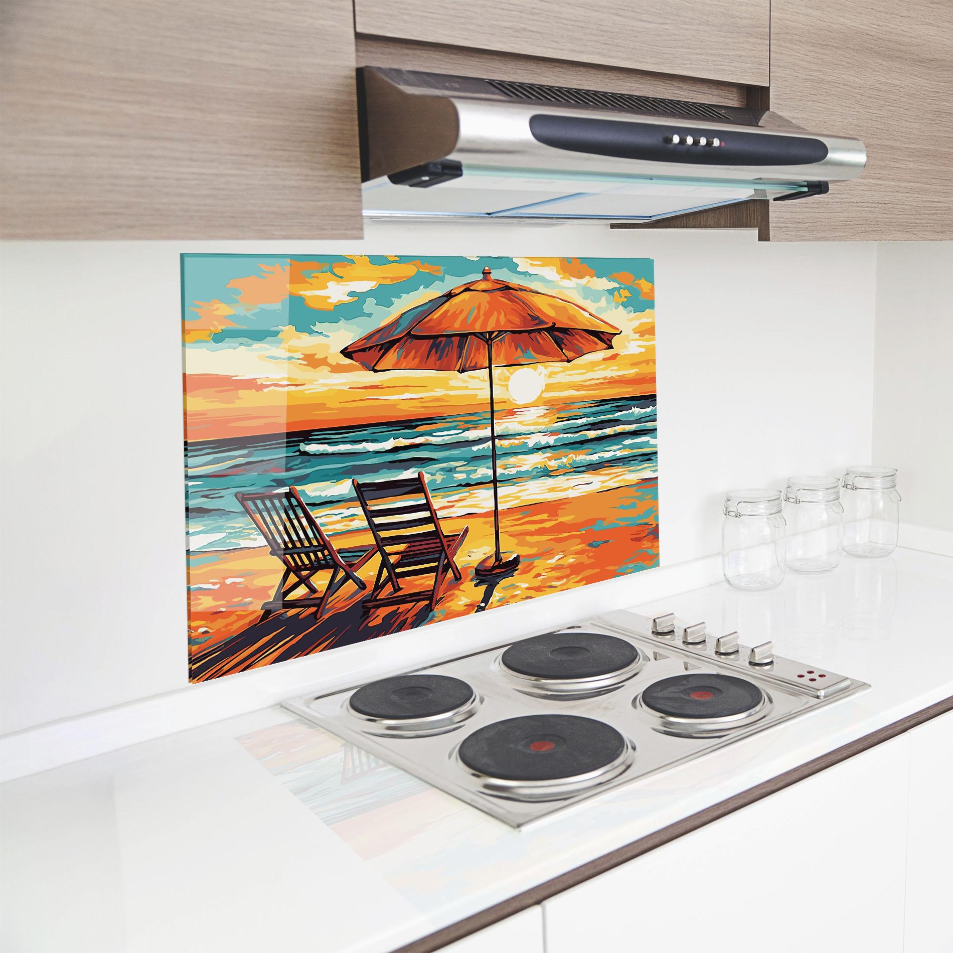 Konyhai üveg hátfal Chair Sunset View mockup 8